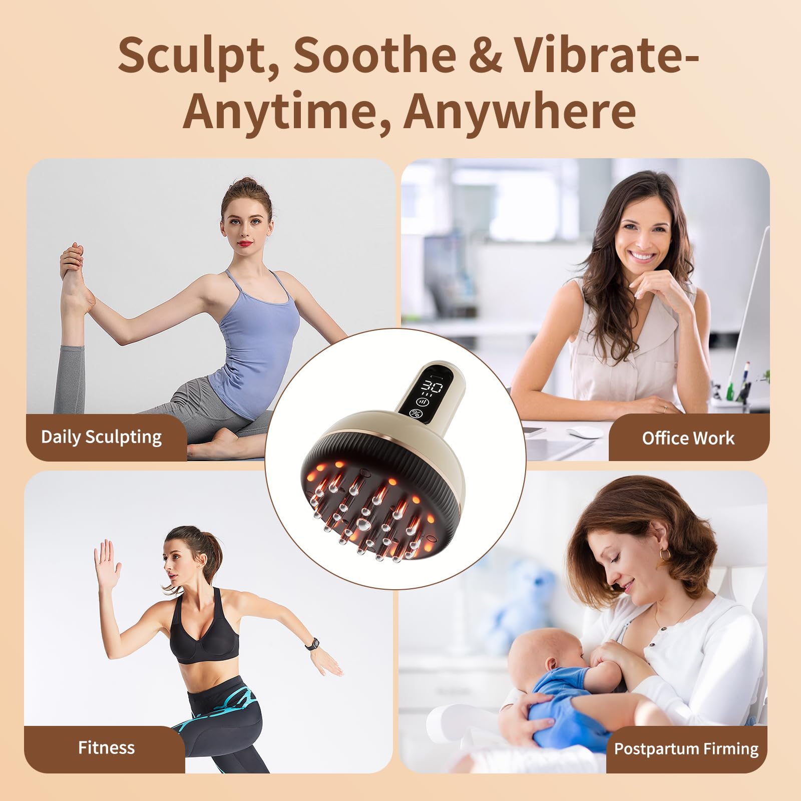 VLGOEM Lymphatic Drainage Massager heat-function highlights warm relief option.