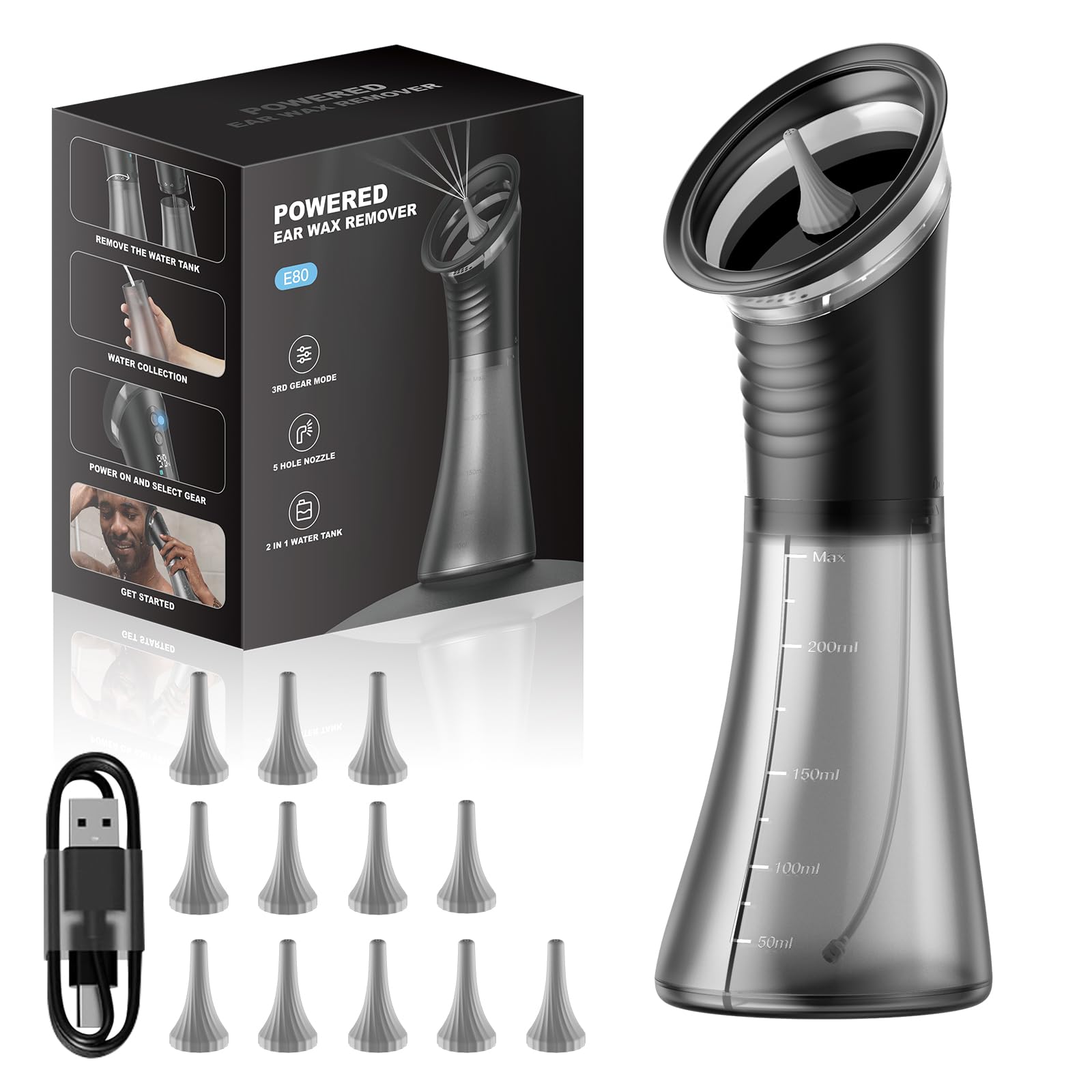 VLINGQI upgraded ear wax removal with LED display for precise control and comfort