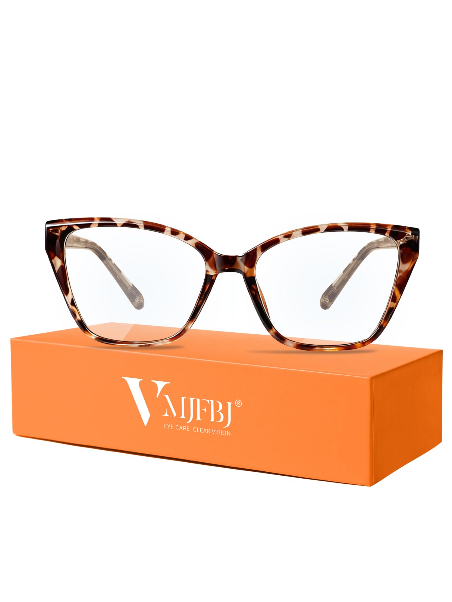 VMJFBJ blue light cat-eye glasses front view reduces eye strain during screen time.
