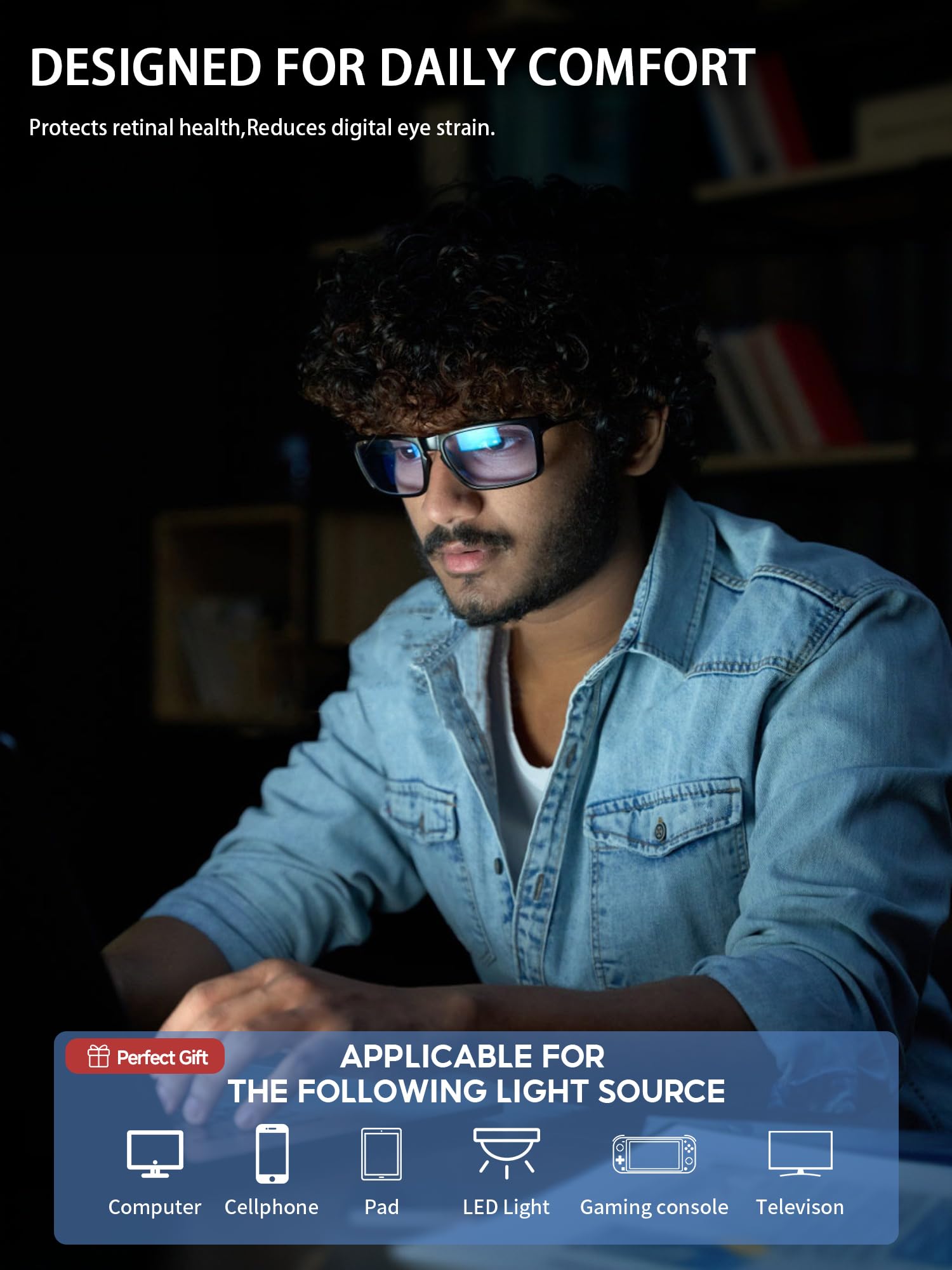 VMJFBJ blue light glasses frames provide a professional look.