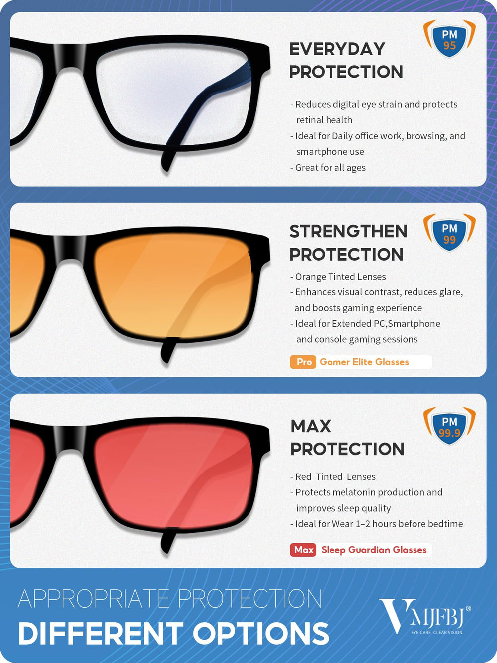 VMJFBJ fashion-colors frame offers stylish daily wear with amber protection