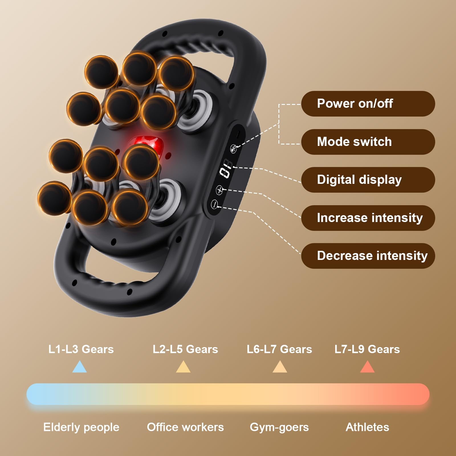 Vnina 12-Head Massage Gun foot focus for comfort after standing or running.