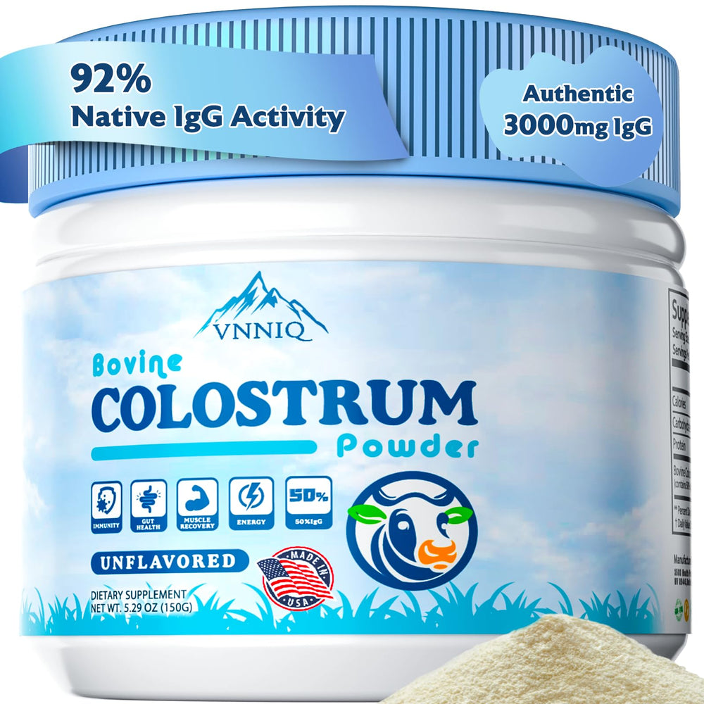 VNNIQ bovine colostrum powder bottle for daily health support