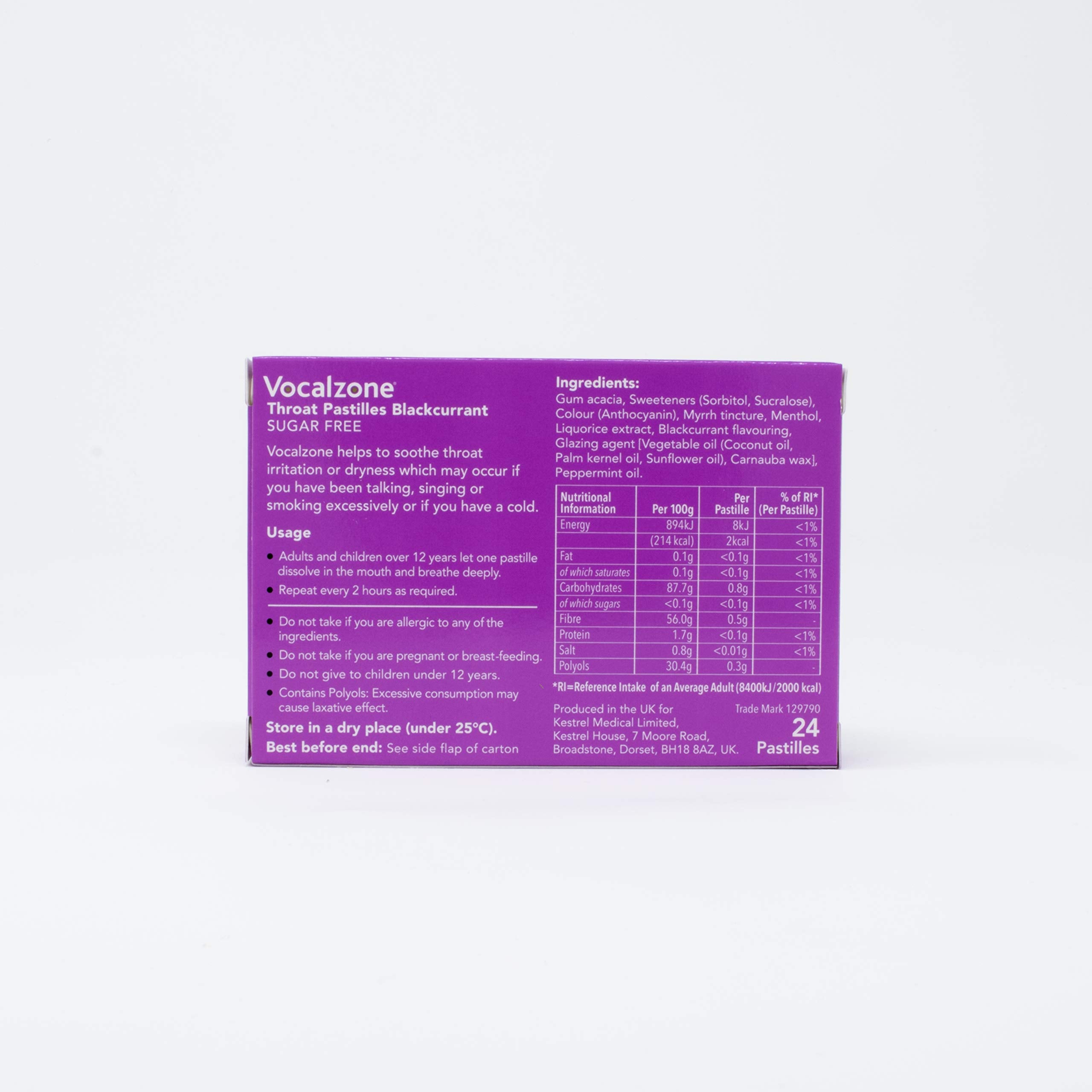 Vocalzone throat pastilles UK-made since 1912 underscoring trusted quality.