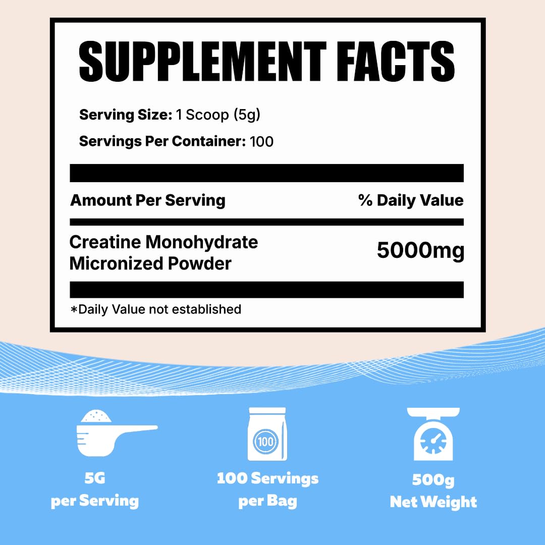 Close-up of Vocks micronized creatine powder texture for smooth shakes.