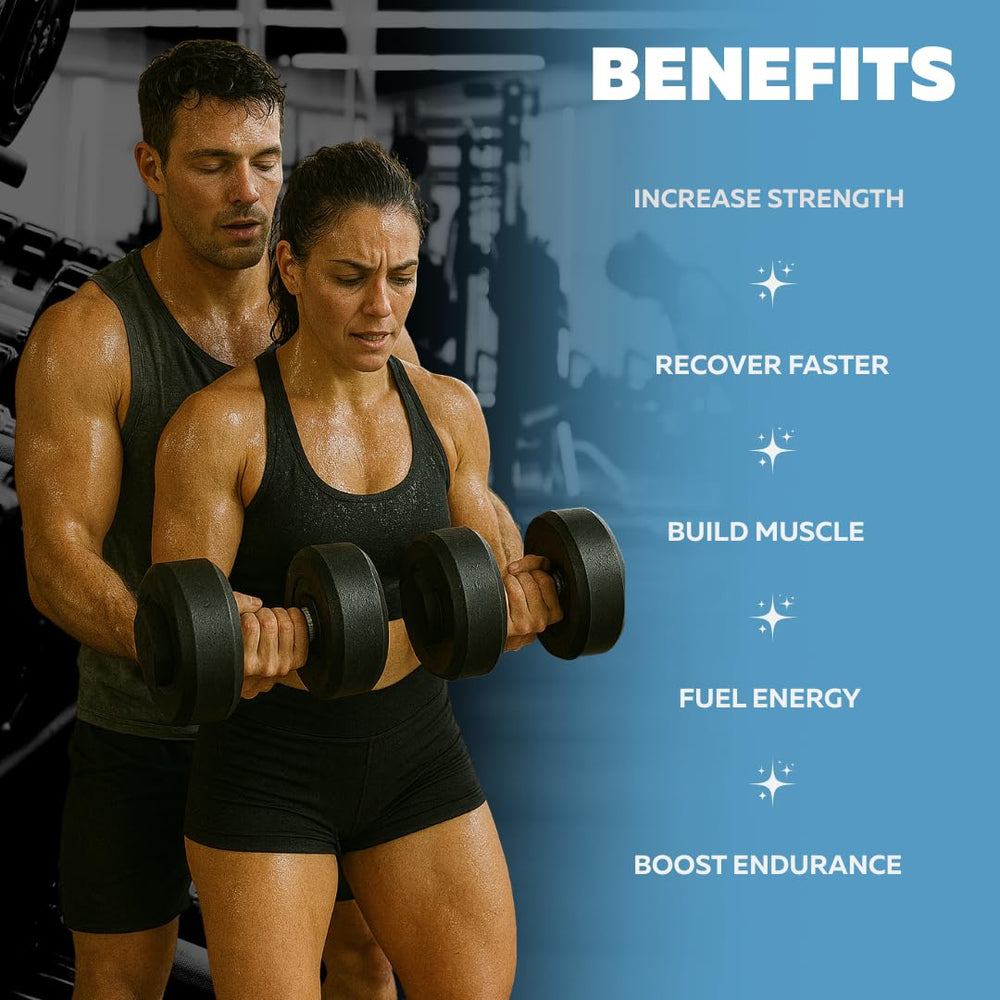 Nutrition facts for Vocks creatine powder showing 5g per serving.