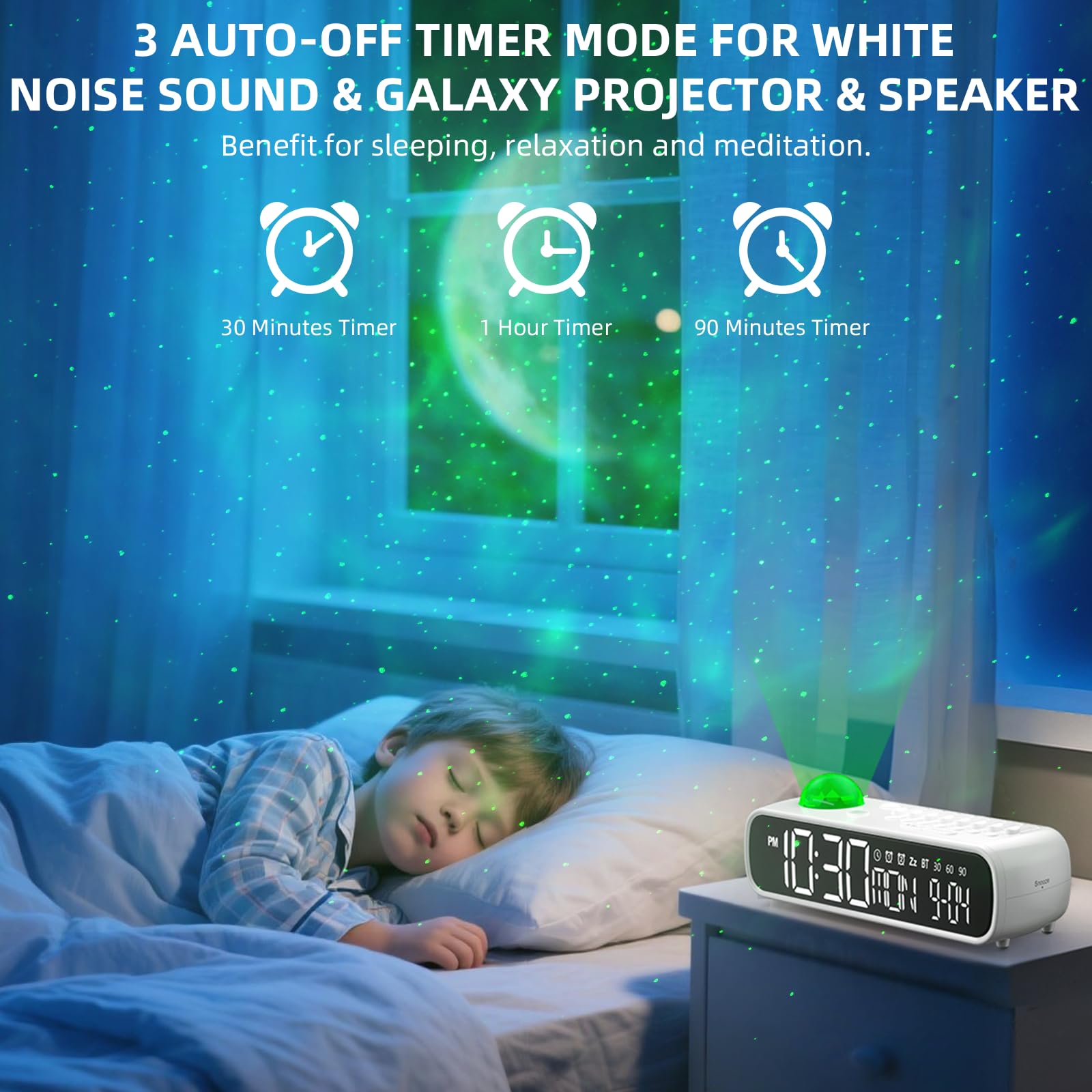 VOILEIPAGI star projector galaxy light creates dreamy night sky mood.