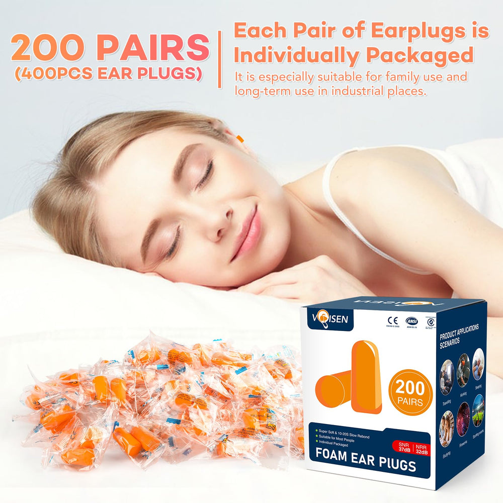 VOISEN ear plugs slow-rebound design for secure fit