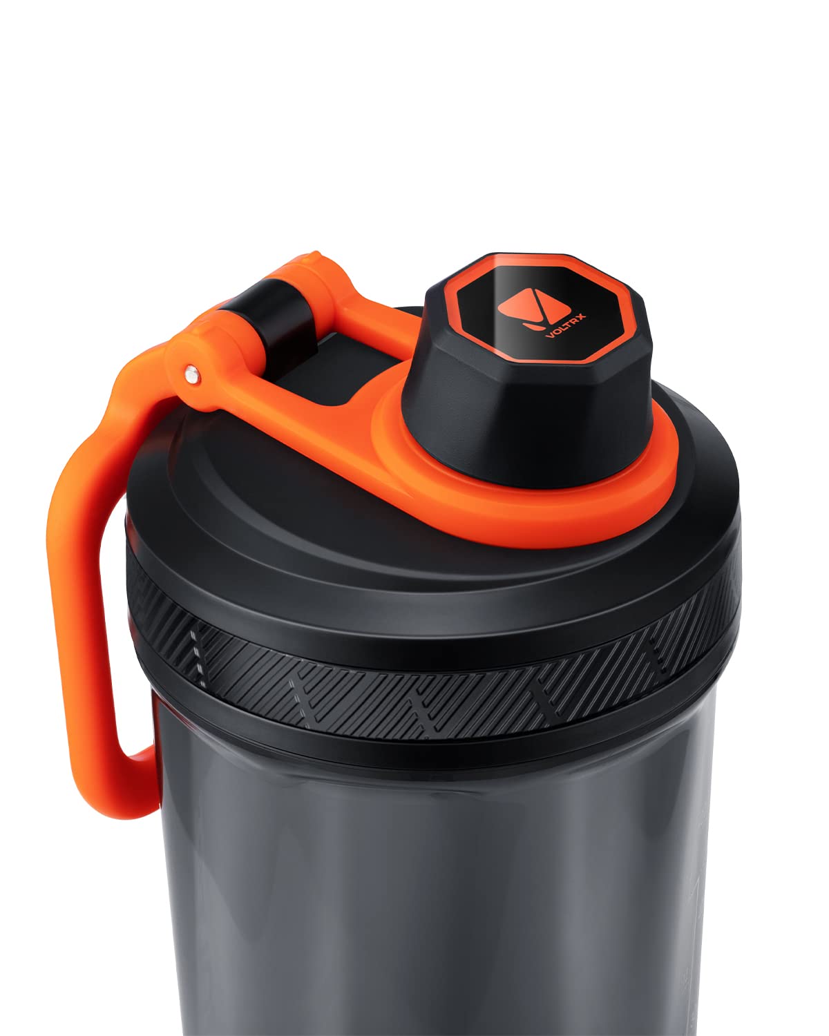 VOLTRX electric shaker showing leak-proof lid for spill-free workouts