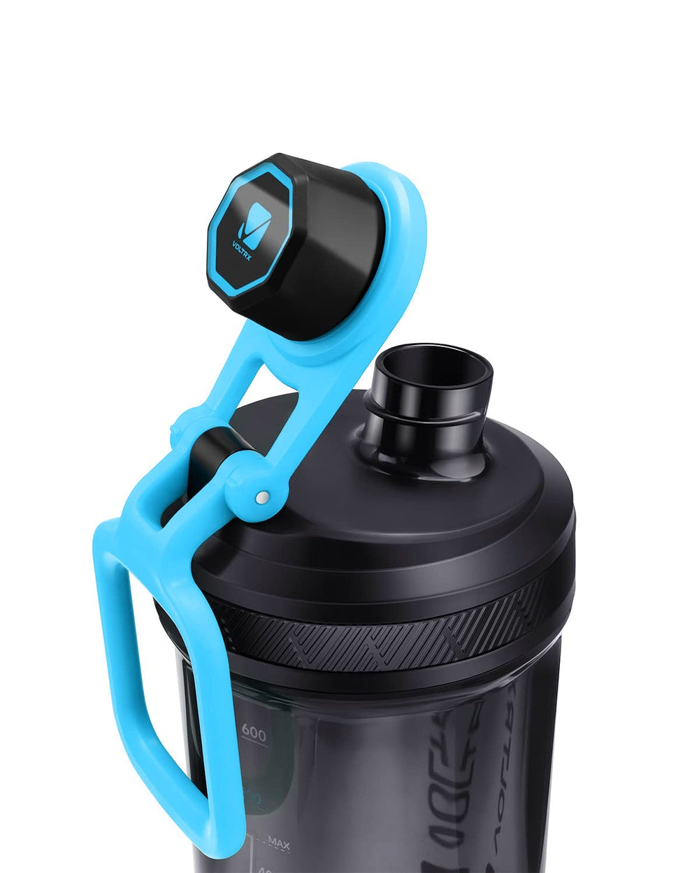 VOLTRX Gallium bottle packed in gym bag for on-the-go shakes.