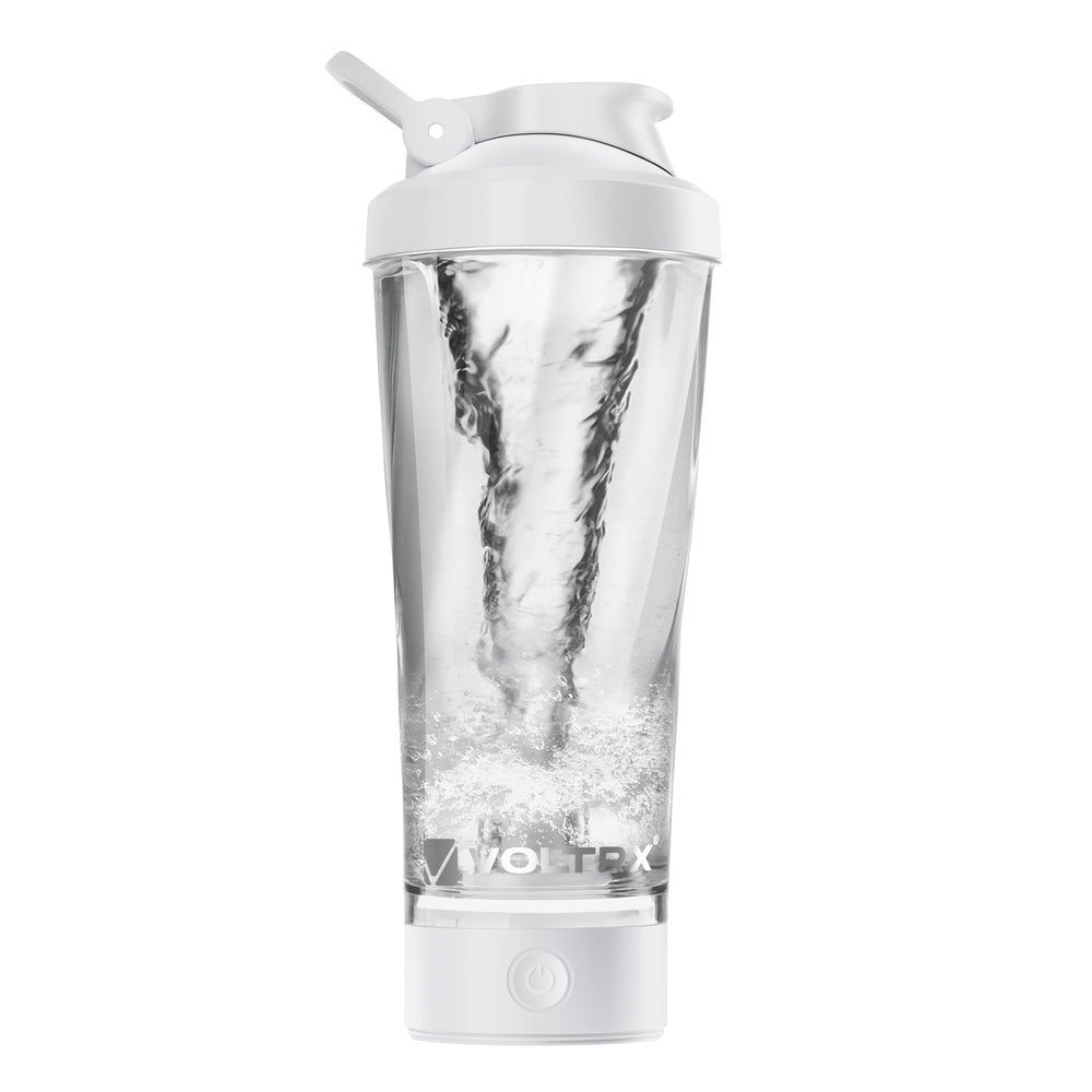 Voltrx premium electric shaker bottle with sleek design for on the go protein shakes.