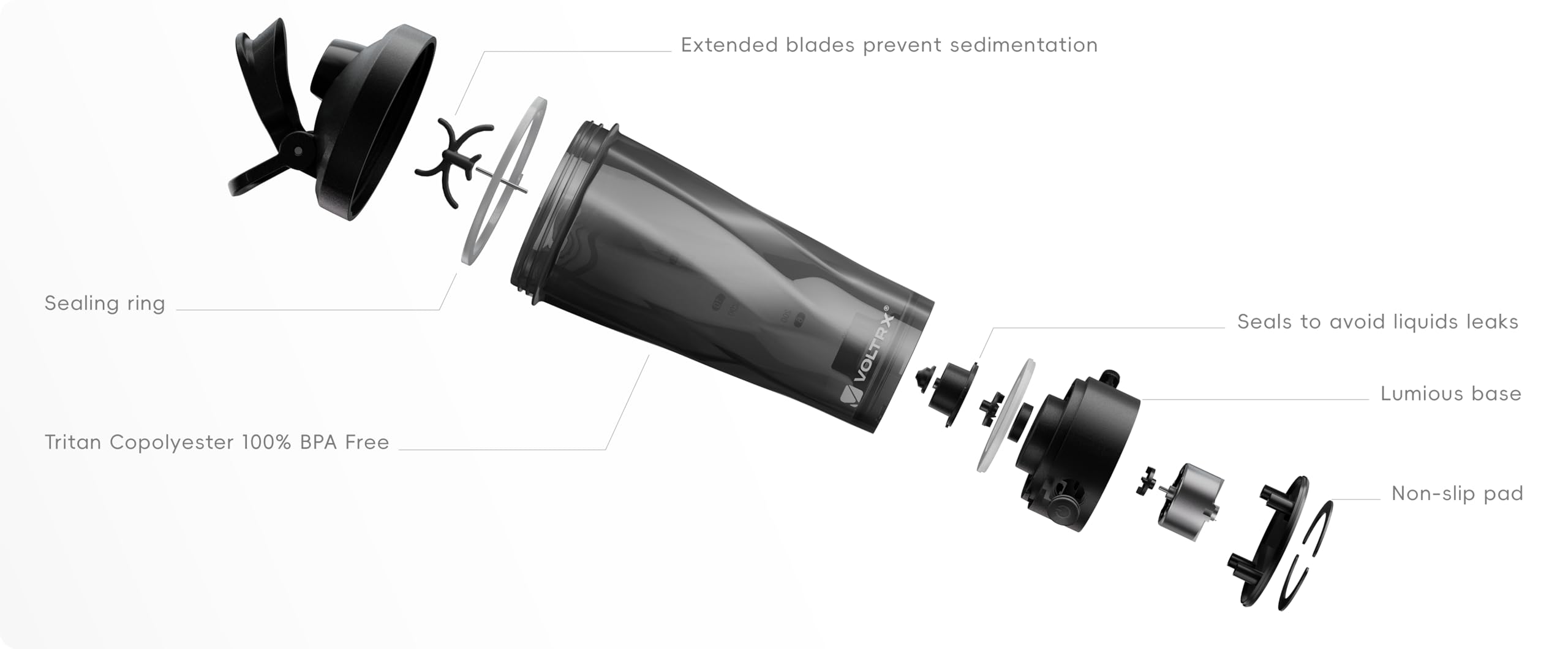 VOLTRX VortexBoost 24oz capacity with 16oz mixing guideline
