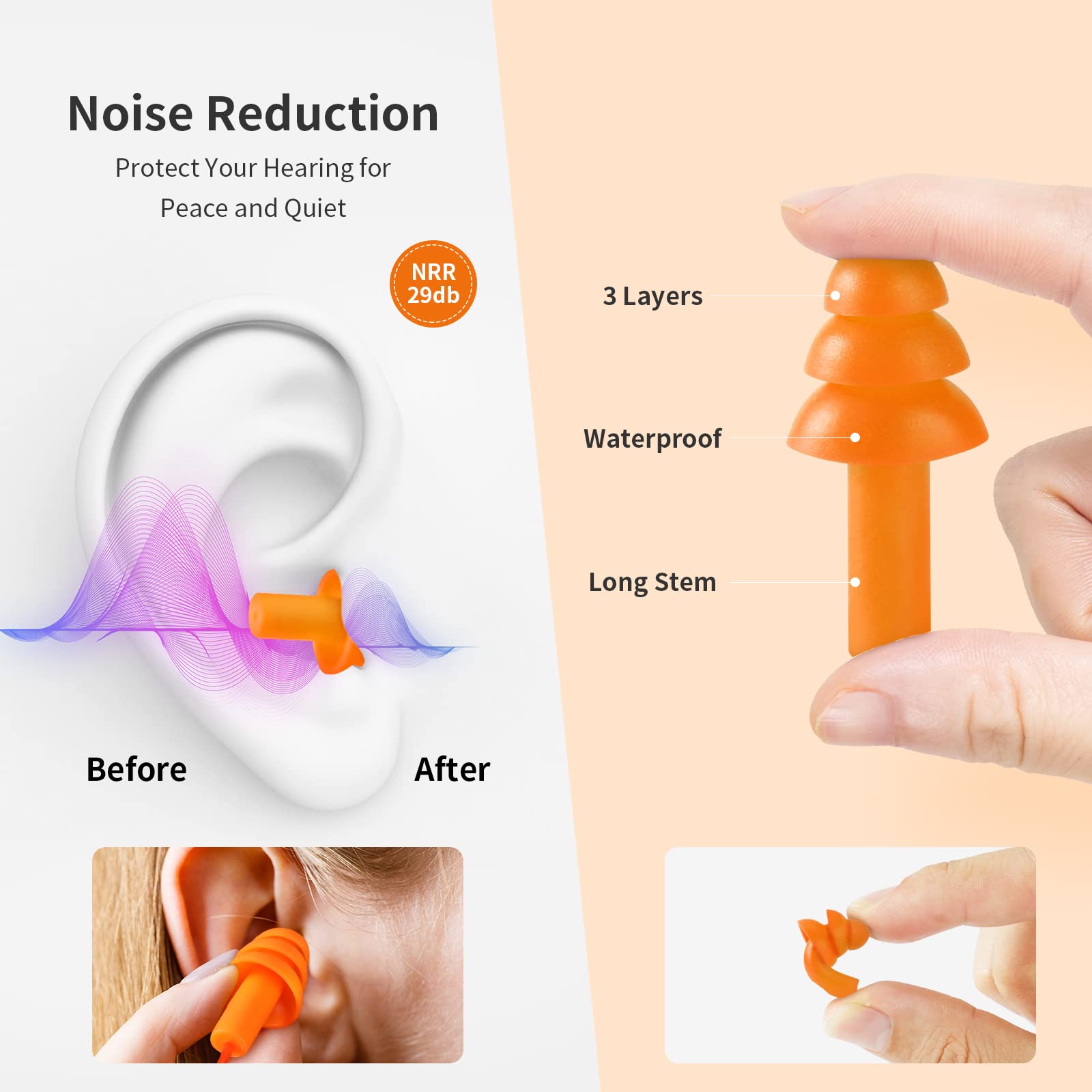 Vomii ear plugs 3-layer design reduces noise while preserving awareness