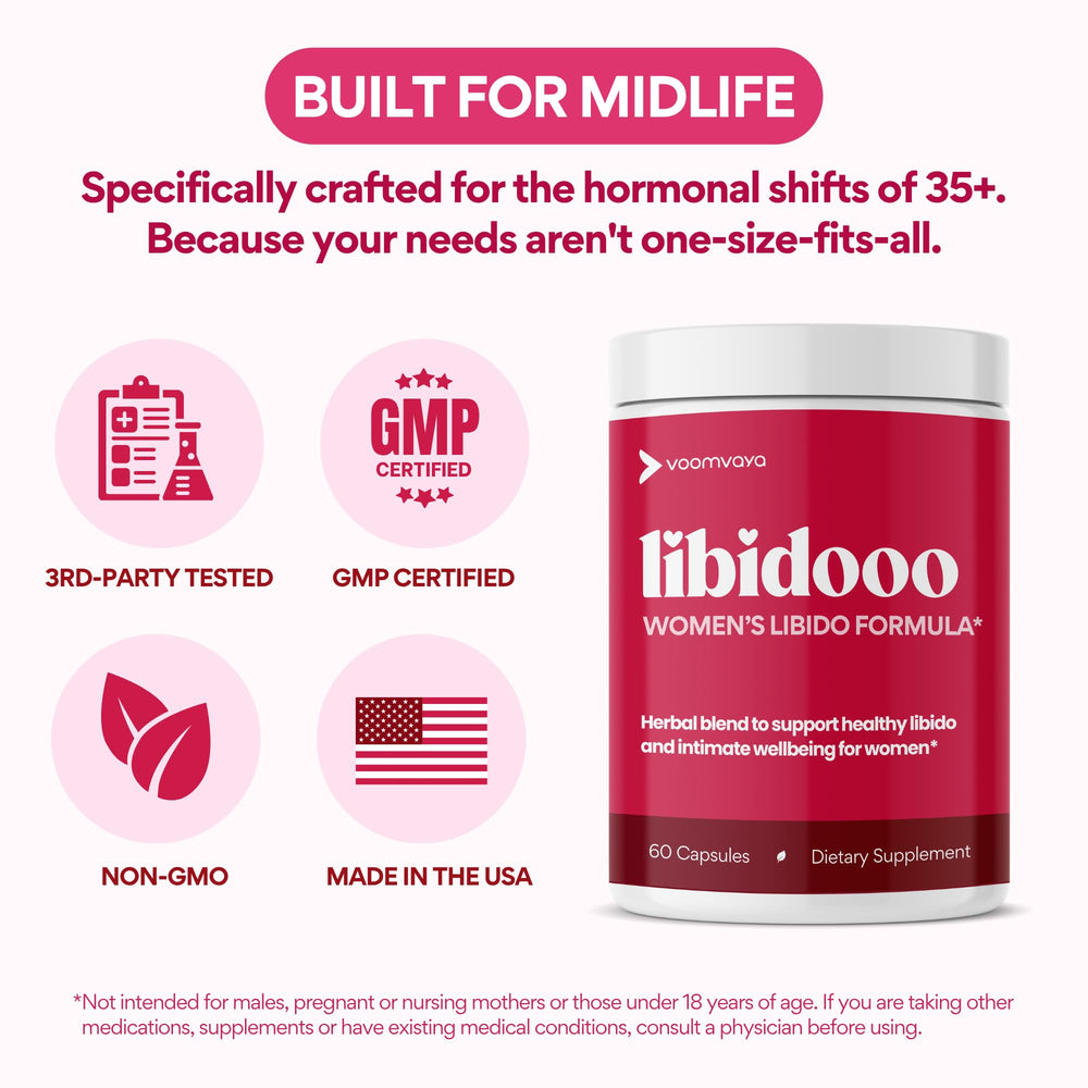 VoomVaya Libidooo packaging view emphasizing all-in-one intimate well-being.