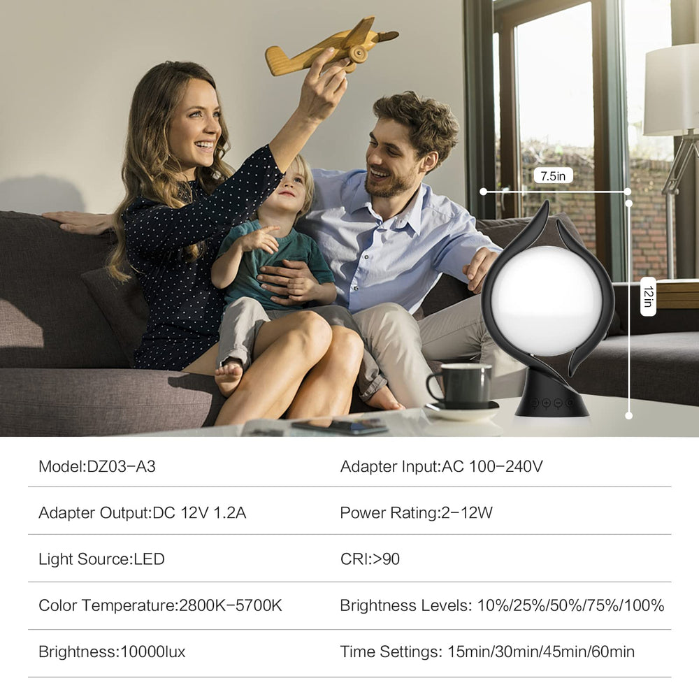 Ten-thousand-lux power delivers strong daylight simulation while staying gentle on eyes.