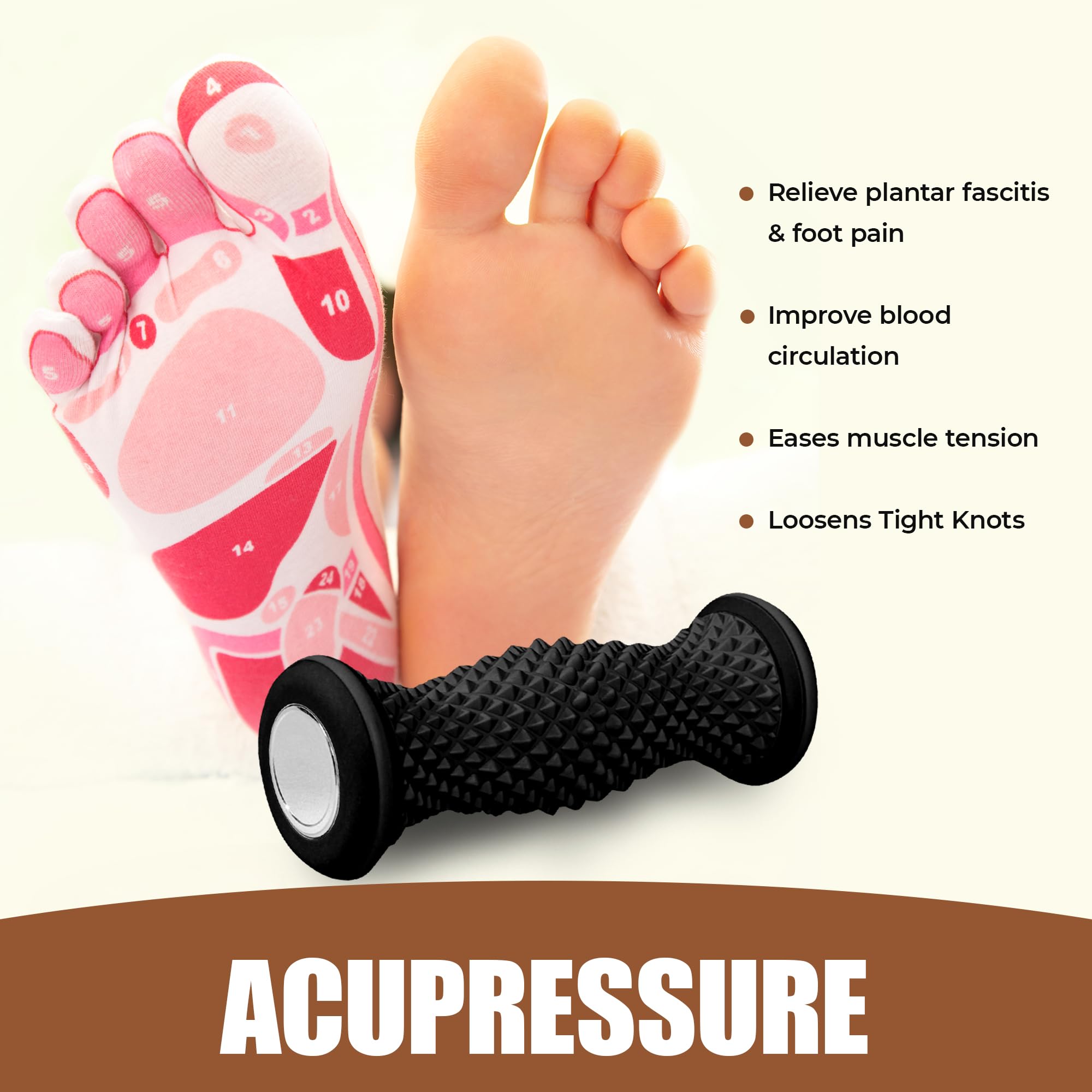 Vornnex Foot Massager Roller soothes toes for daily comfort.