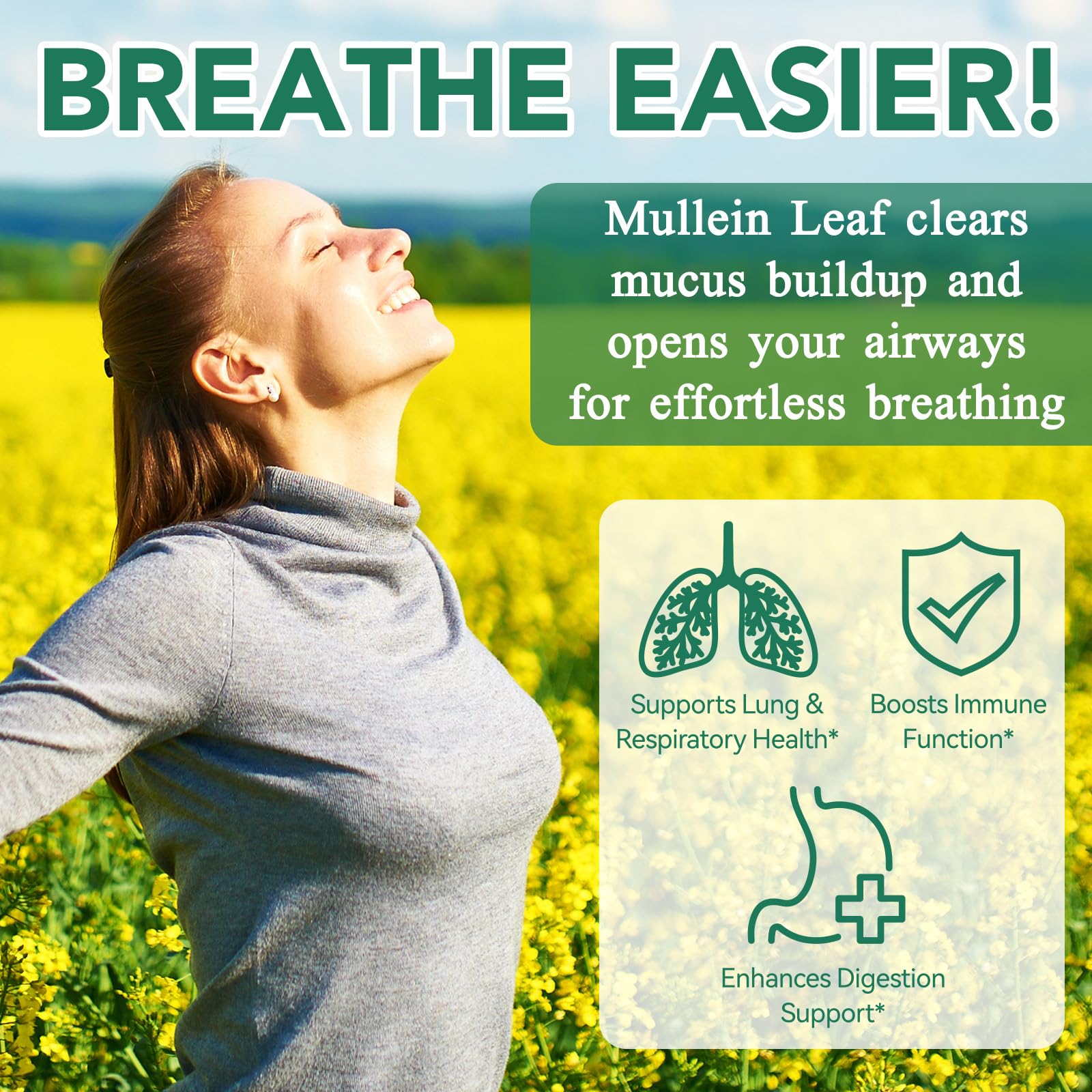 Vortexonix Mullein Gummies packaging closeup conveys natural, convenient lung support.