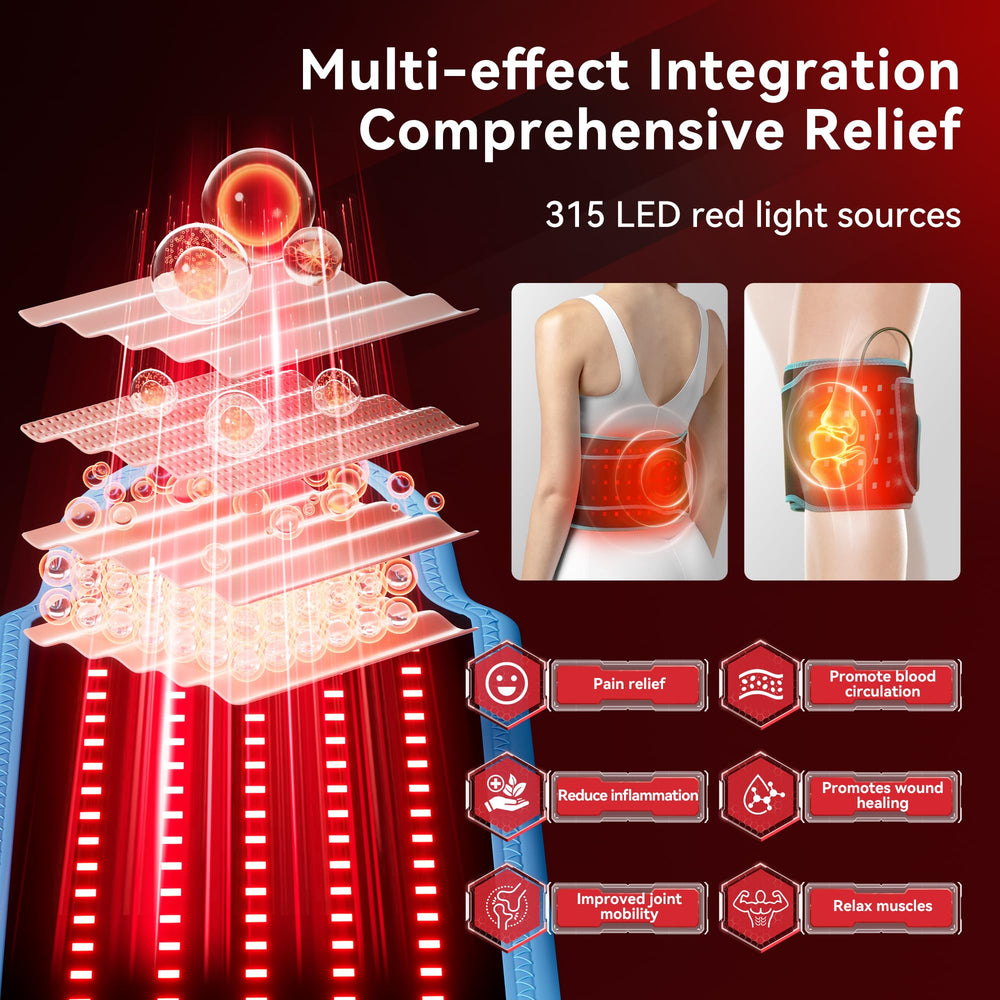 Vortro red light therapy belt coverage area demonstrated for broad reach.