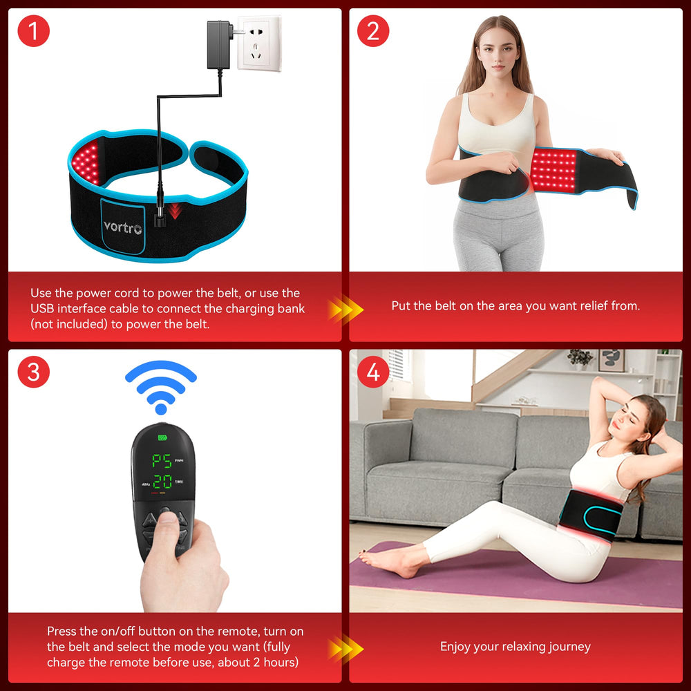 Vortro red light therapy belt intended for home use and recovery.