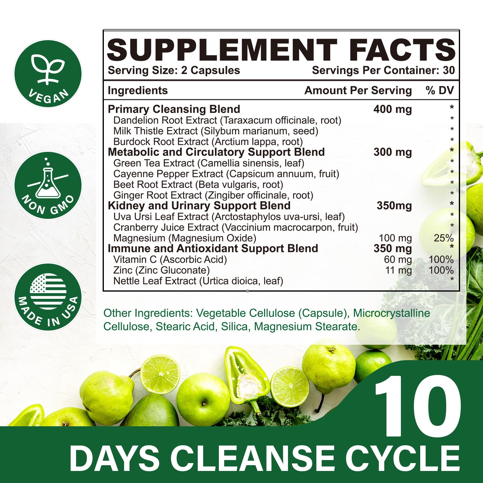 Vortyxon CannaKlean capsules close-up highlighting the 25-in-1 herbal blend.