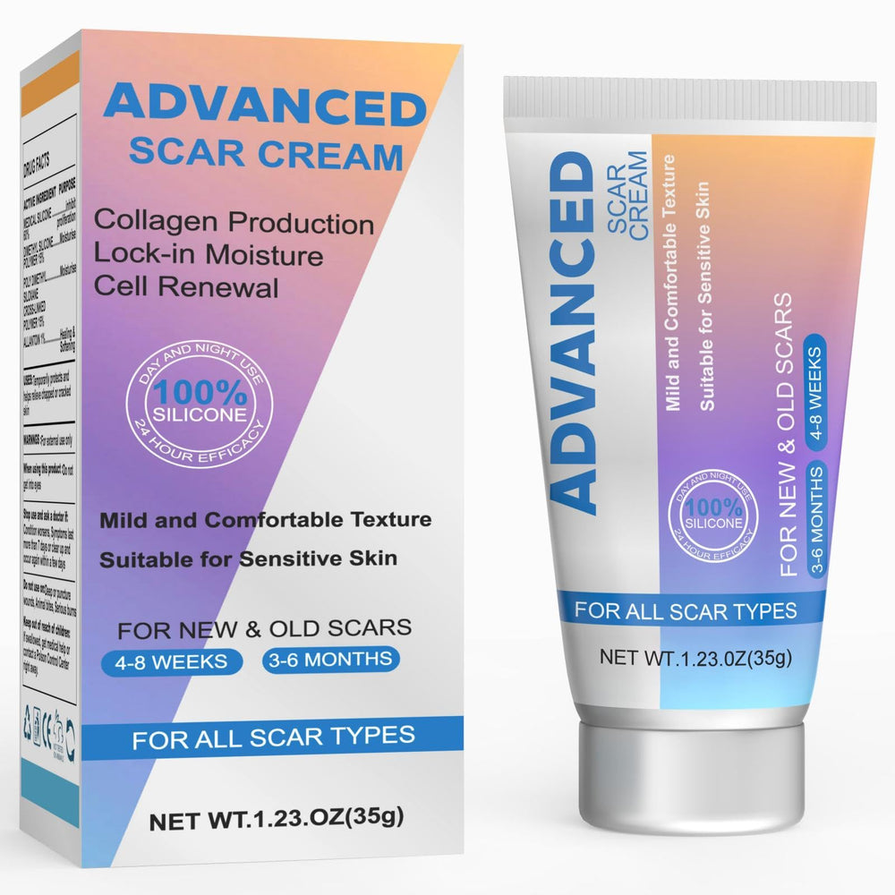 Voryn silicone scar cream tube shown for targeted scar care and easy application.