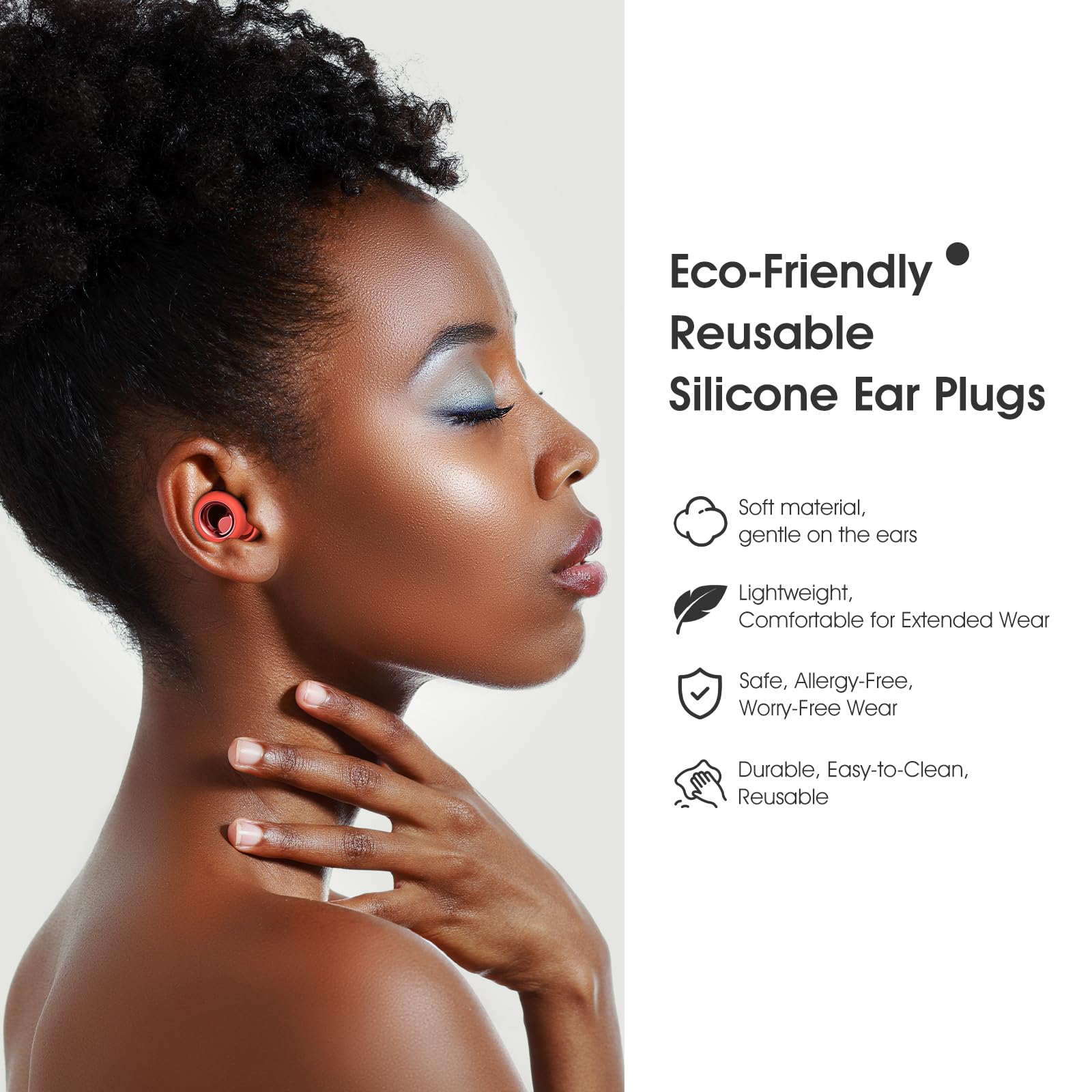 Vosaf ear plugs durable silicone material: reusable design for sustainable noise protection.