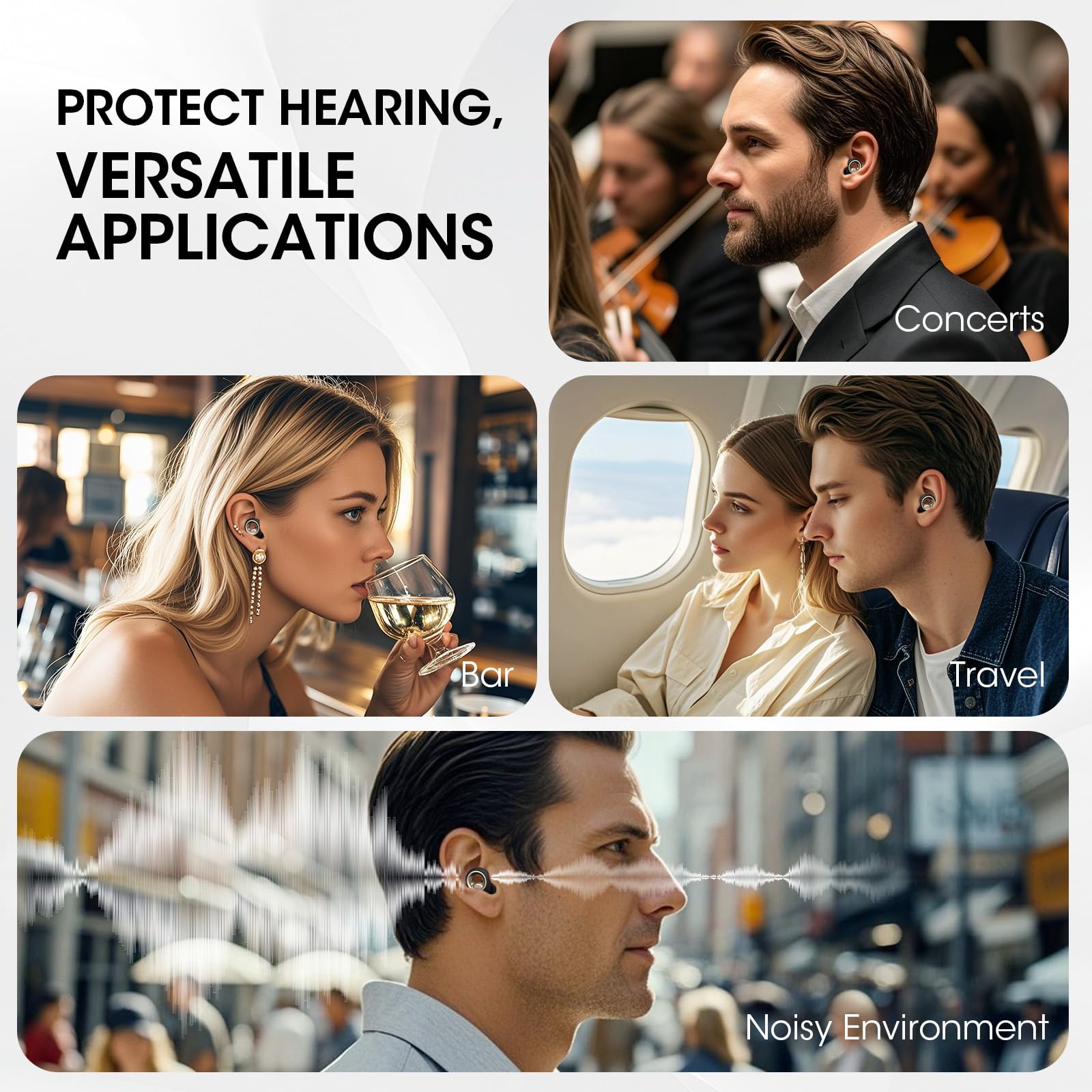 Vosaf lightweight ear plugs blend invisibly with ears during activities.
