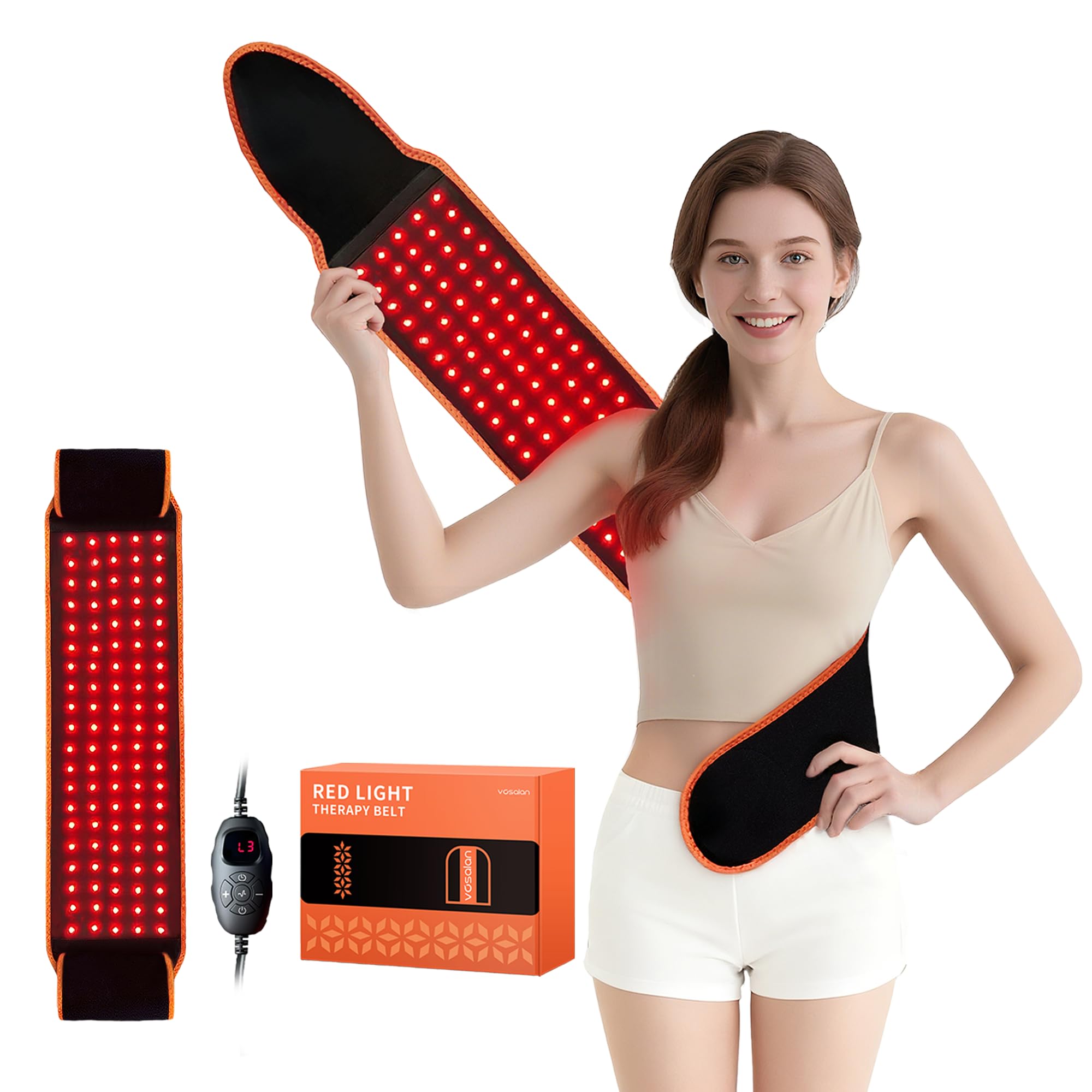 VOSALAN red-light belt front view for targeted recovery.