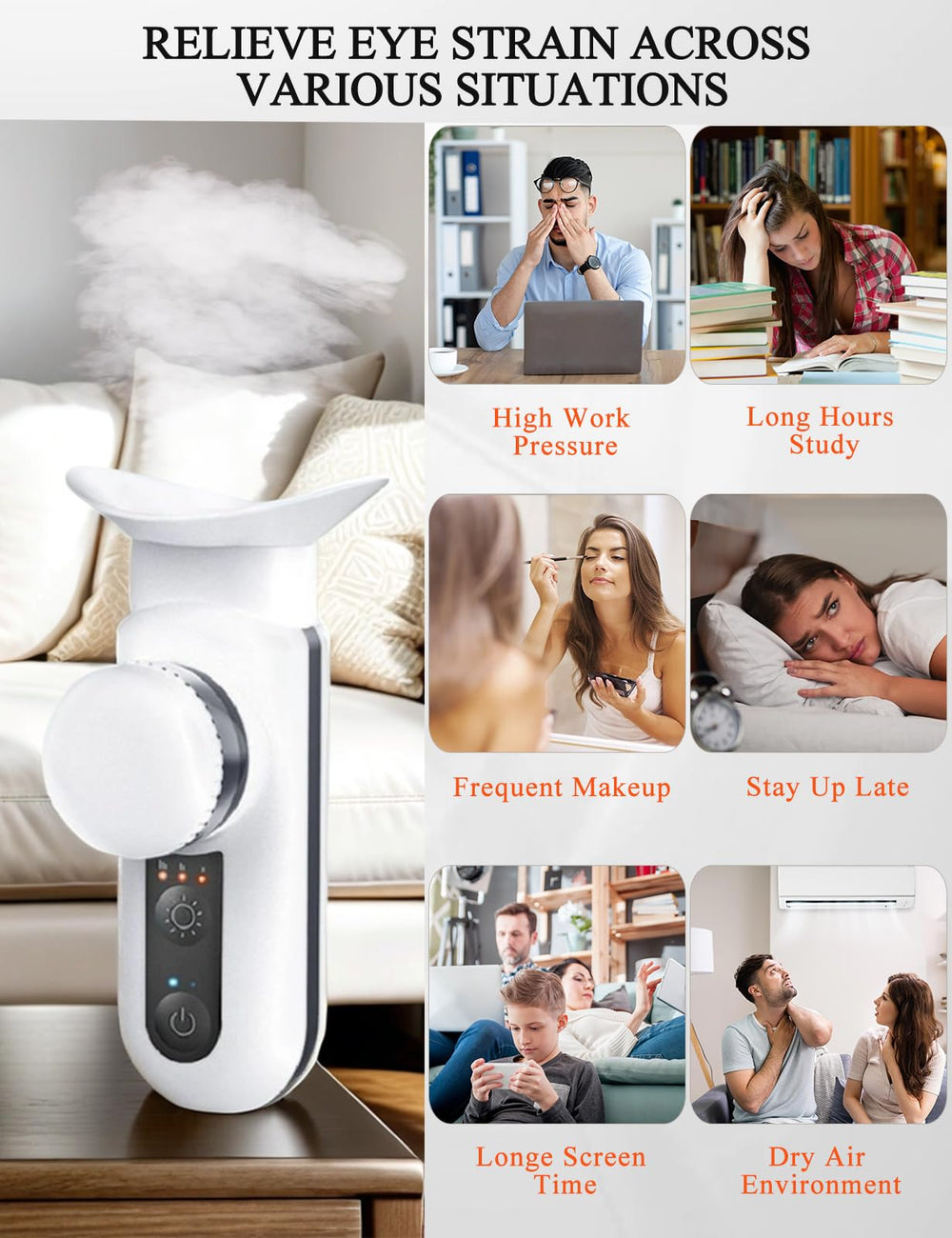 Vowleike use-scenarios home office travel illustrate versatile eye care.
