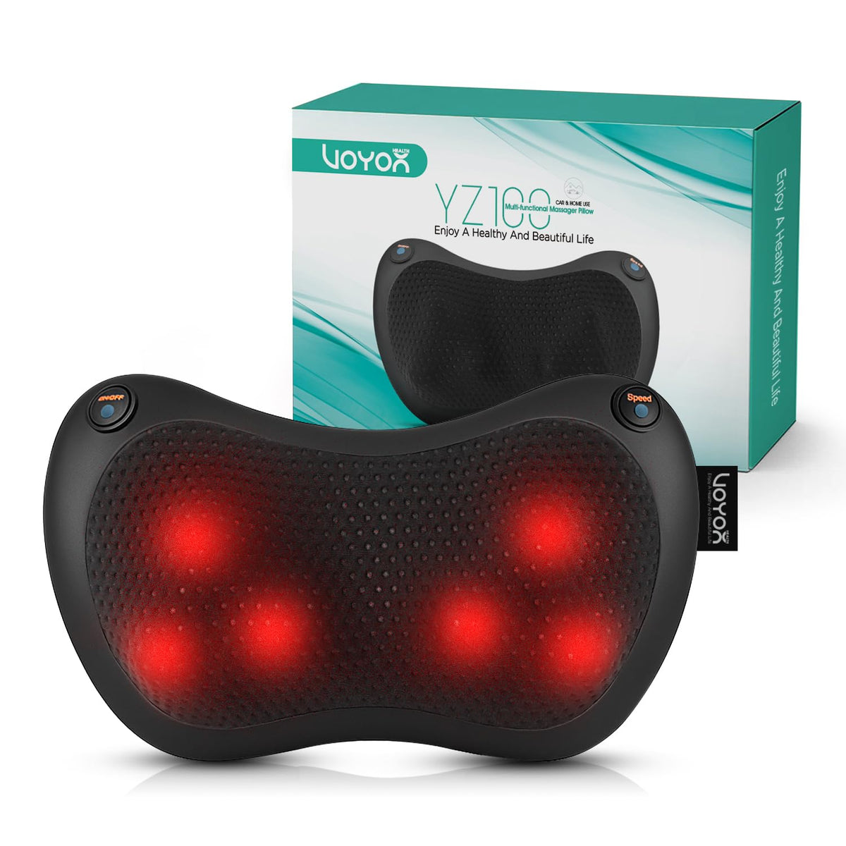 VOYOR-HEALTH Shiatsu massager front view delivers targeted relief for neck and back.