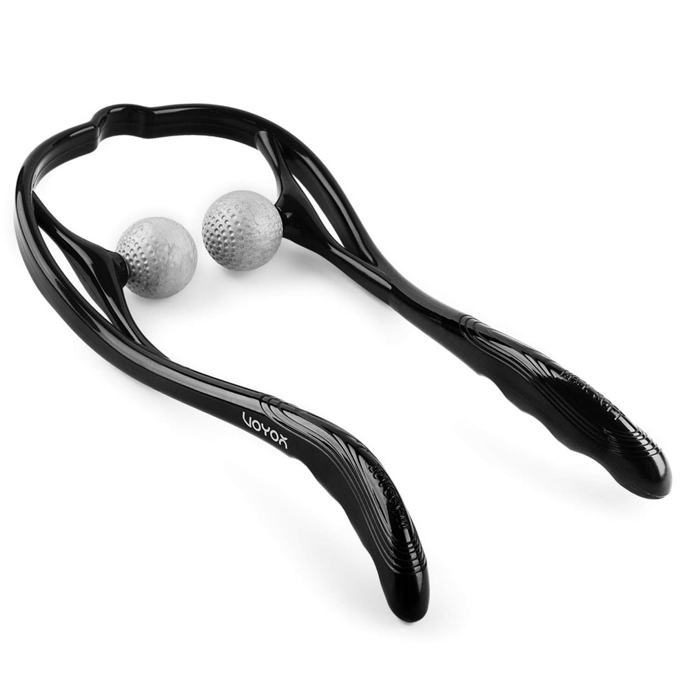 VOYOR neck massager with dual trigger points targets tension and offers targeted relief.