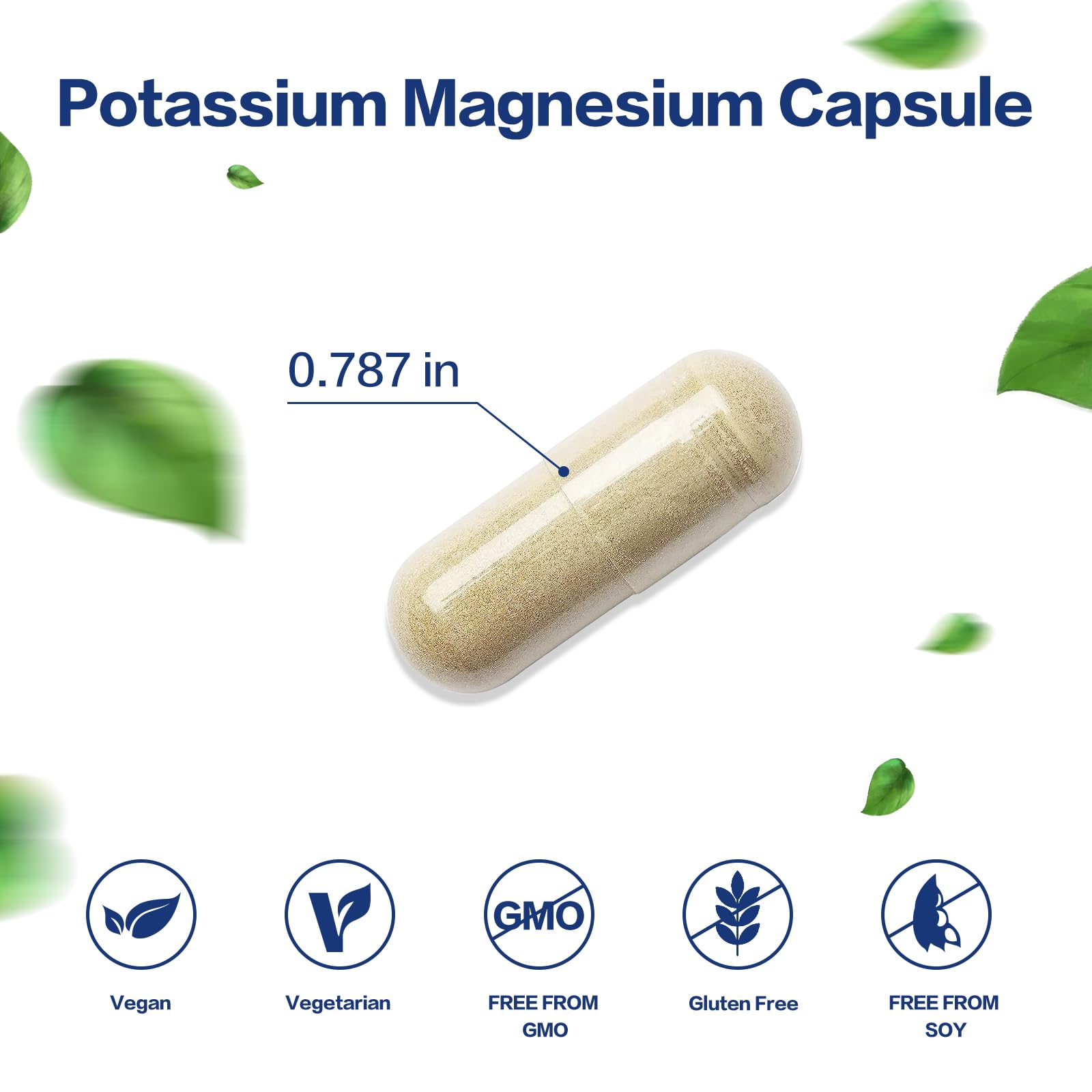 VPKIN potassium magnesium capsules closeup showing smooth texture.