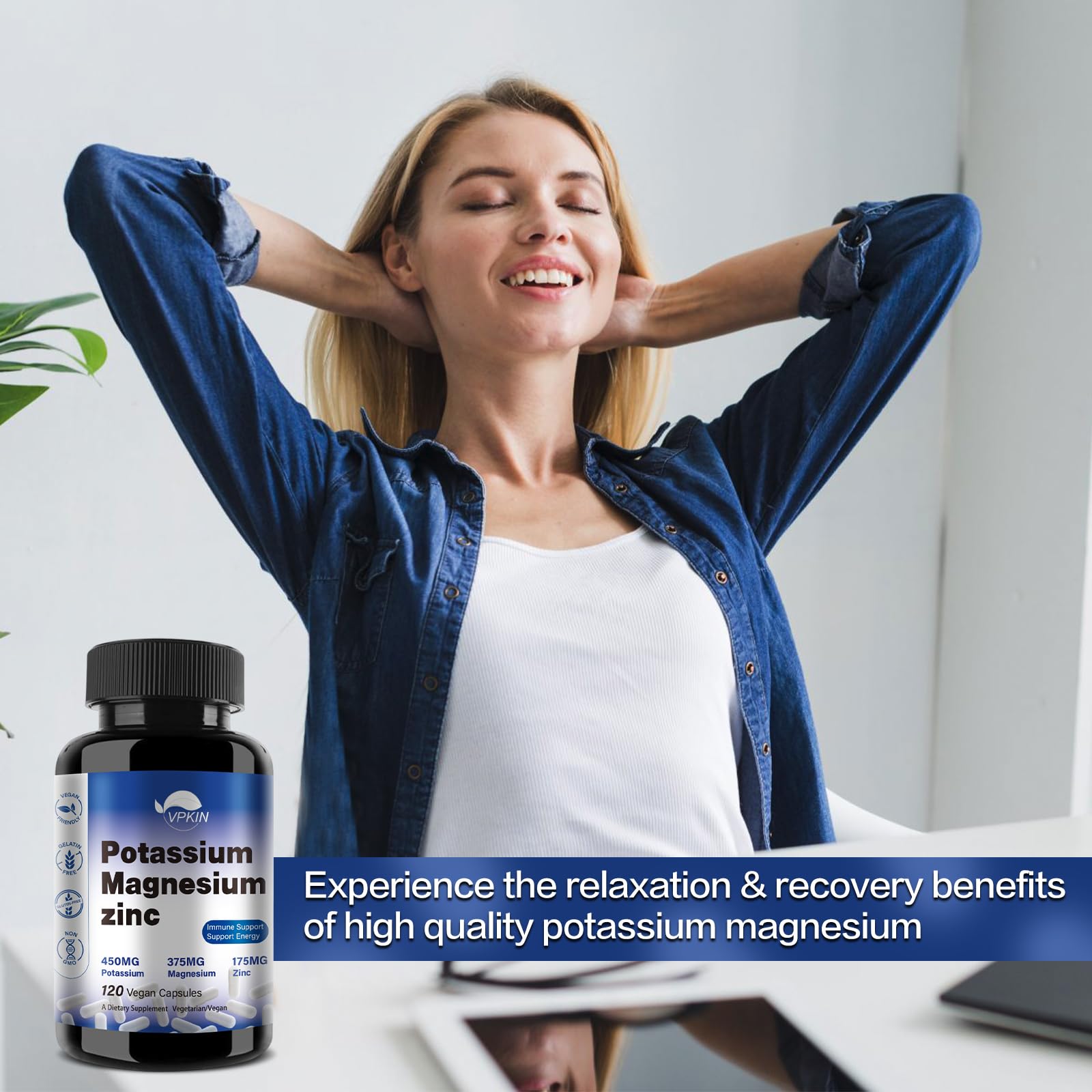 VPKIN sleep support magnesium capsule for calm nightly routine.