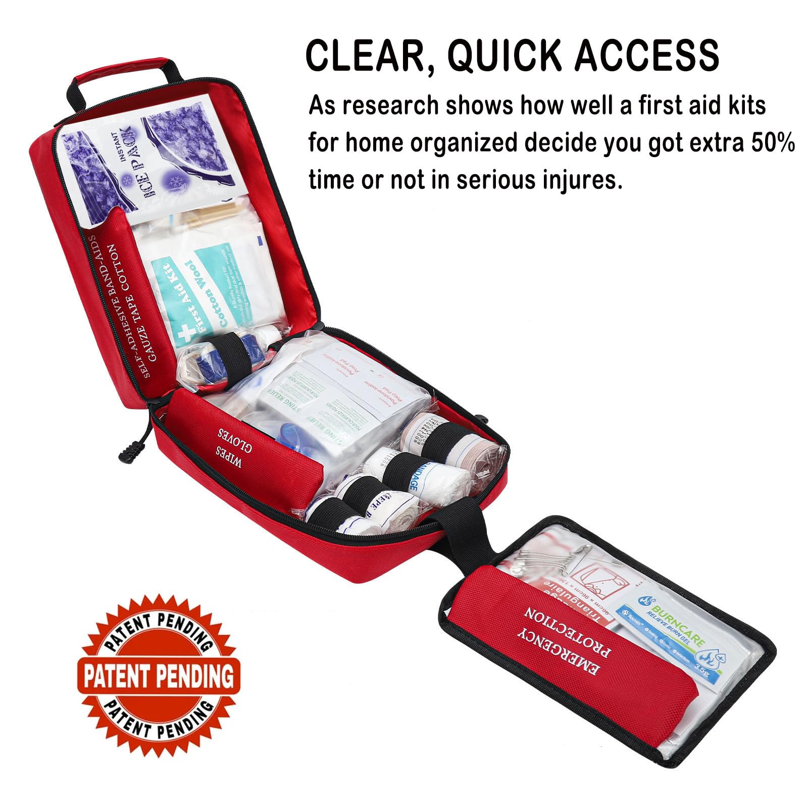VRIEXSD emergency kit showing divided compartments for fast retrieval.