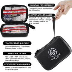 VRIEXSD first aid kit compact size fits backpack or car glove box.