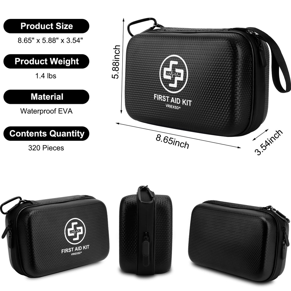 VRIEXSD first aid kit compartments organized design for rapid item access.