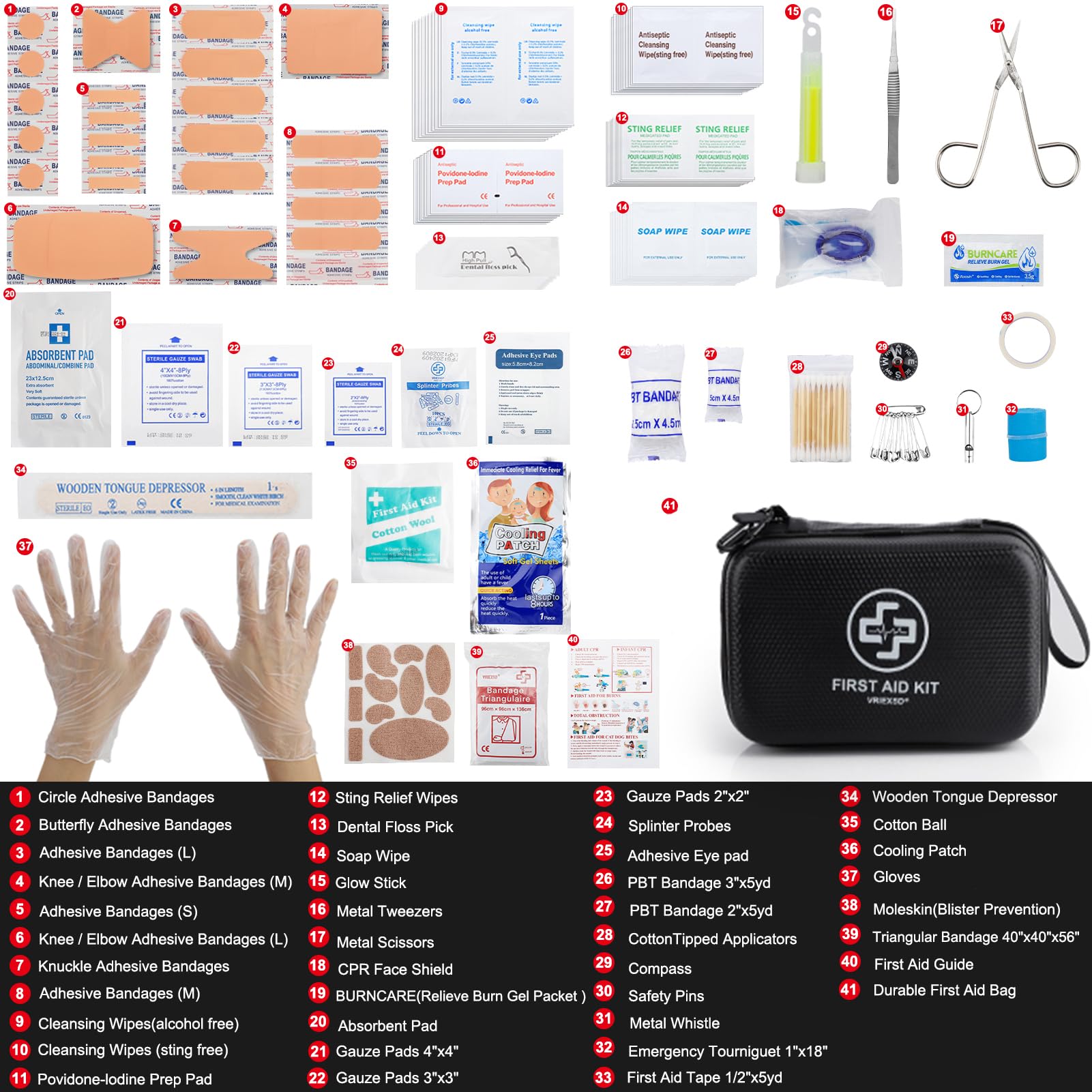 VRIEXSD first aid kit durable EVA material withstands outdoor use.