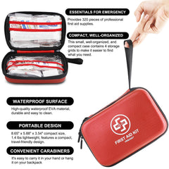 VRIEXSD First Aid Kit compact, portable with carabiner for travel.