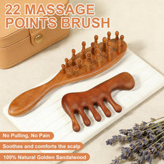 Vromoon wooden scalp massager in hand for relaxing massage and hair care.
