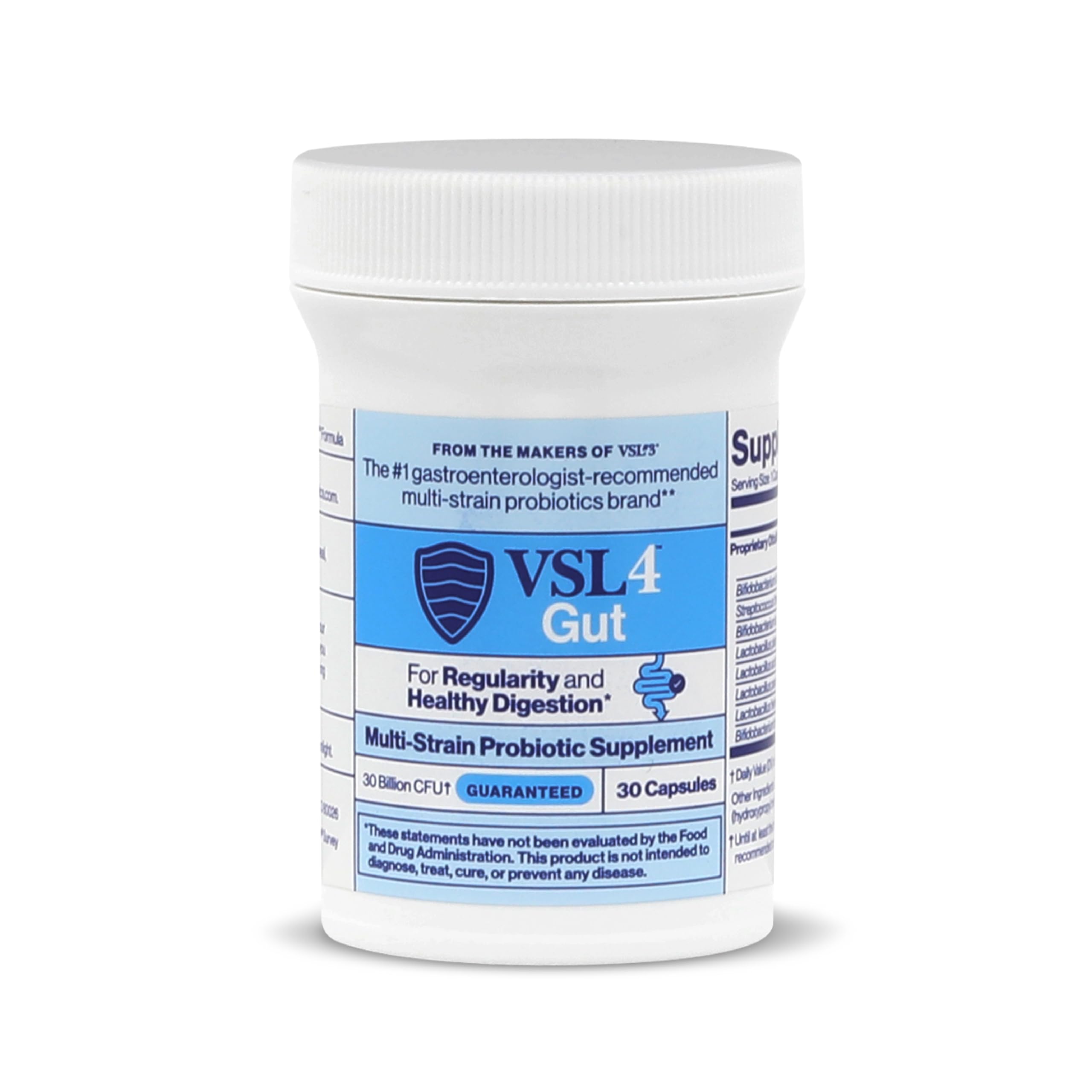 VSL4 Gut Daily Probiotics capsules on shelf for easy daily use