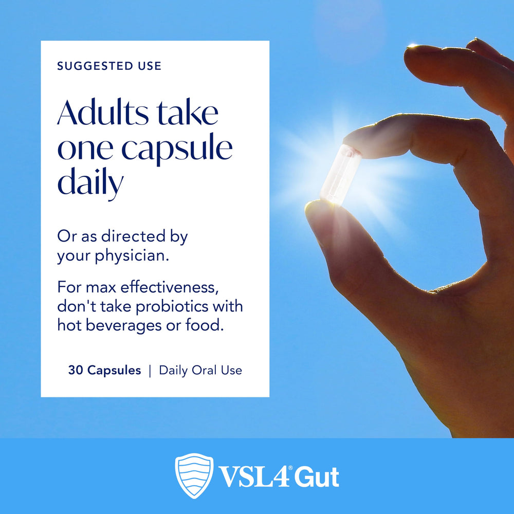 Product on a bathroom counter styled for everyday gut health routine