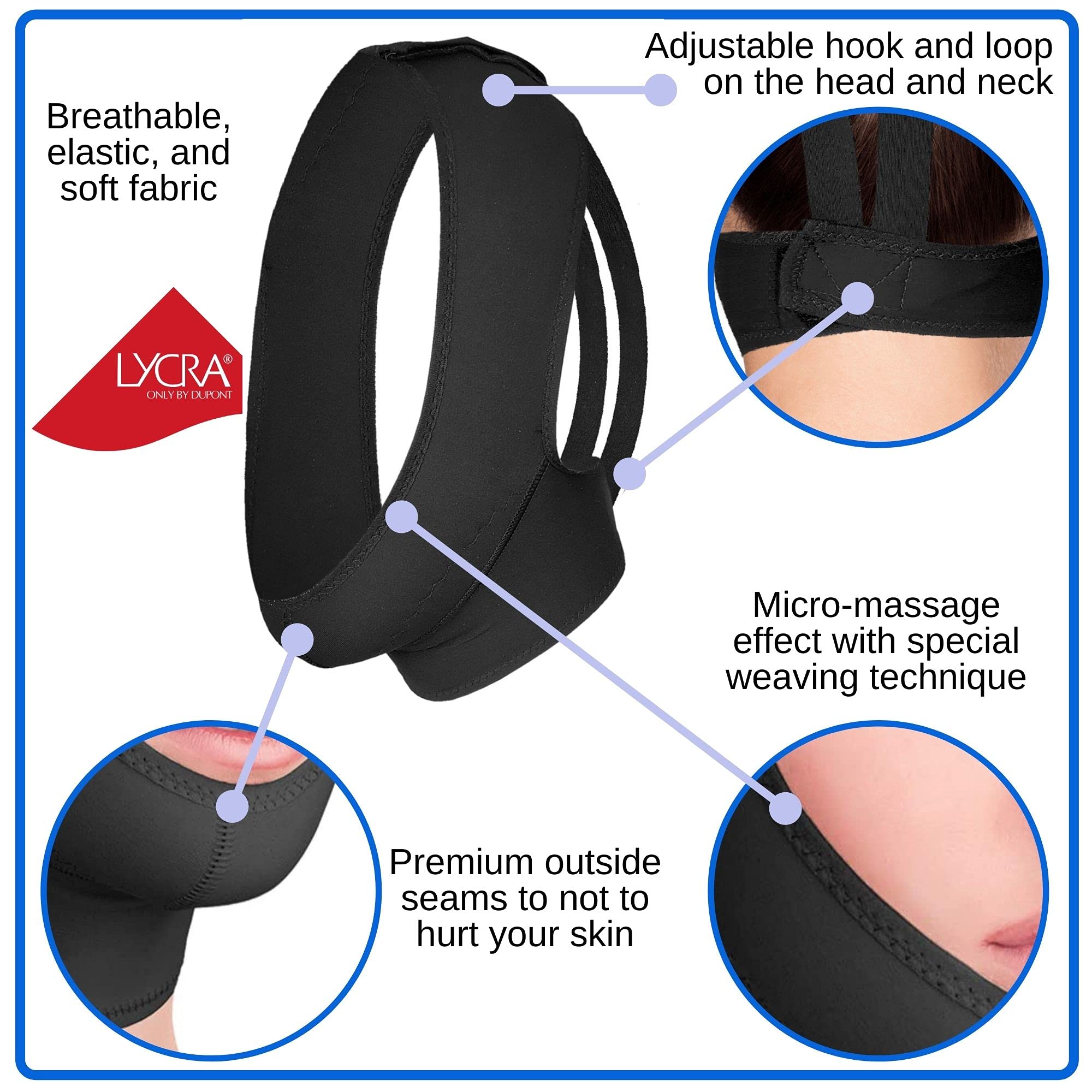 VT Variteks face-slimmer wrap worn during daily use provides gentle jawline support.