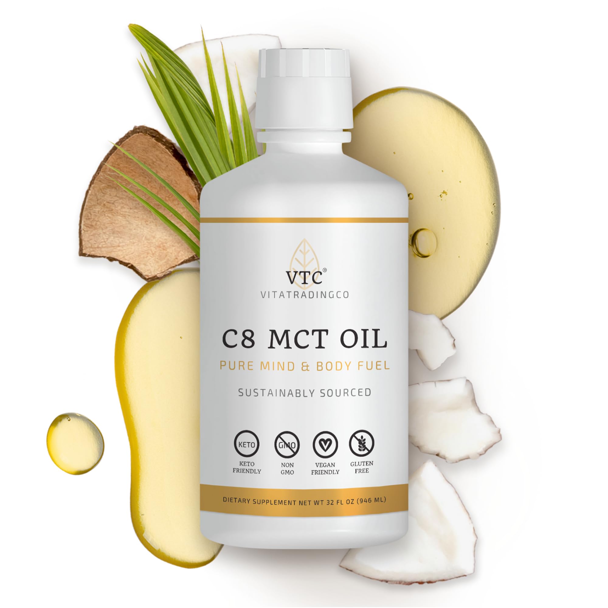 VTC VitaTradingCo. C8 MCT oil drops in mid-pour.