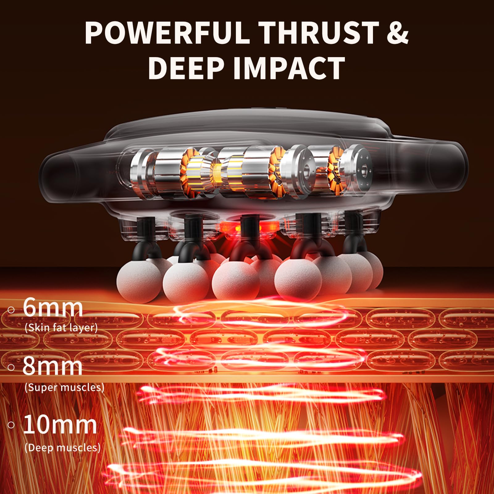 VTT massage gun side view highlighting ergonomic grip for comfort