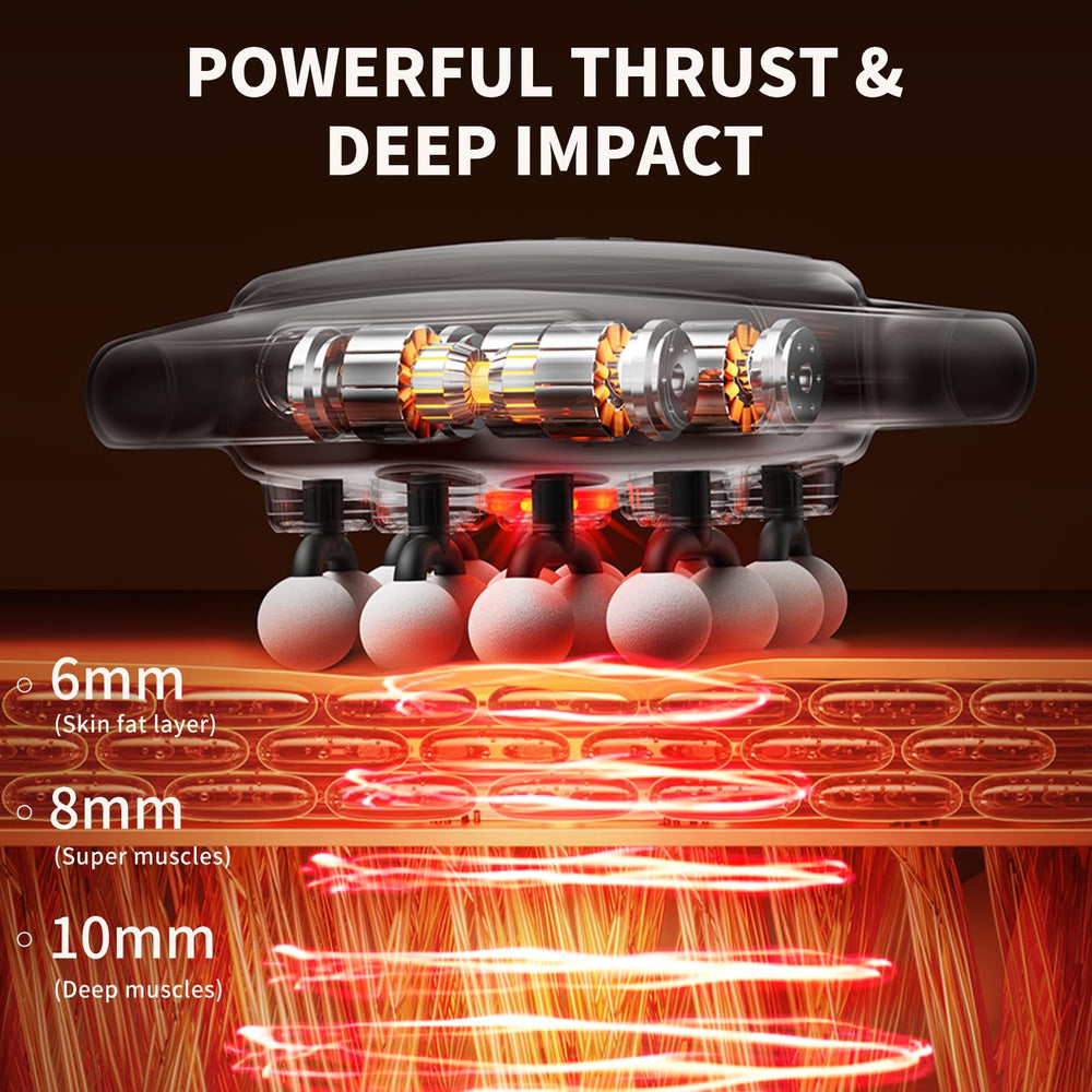 VTT massage gun side view highlighting ergonomic grip for comfort