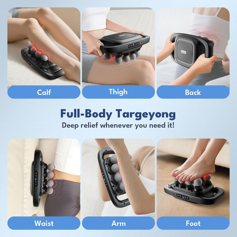 VTT 8-head massage gun in-use legs ideal for post-workout recovery.