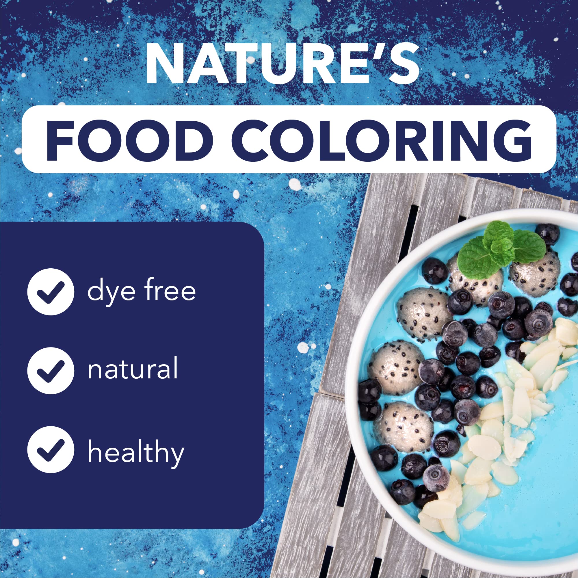 Vulsa Blue Spirulina Powder swirl adds natural color to drinks and meals
