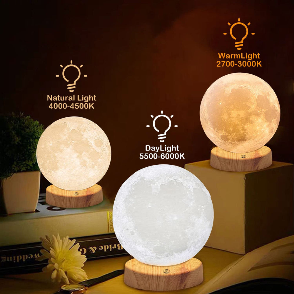 VUSIHOO Happy Moon Lamp shows three color temperatures for warm to cool ambiance