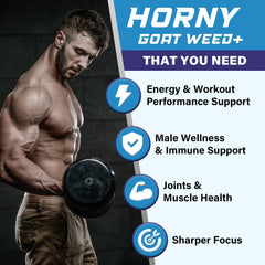 Vusinmju Horny Goat Weed 12-in-1 formula box with product details