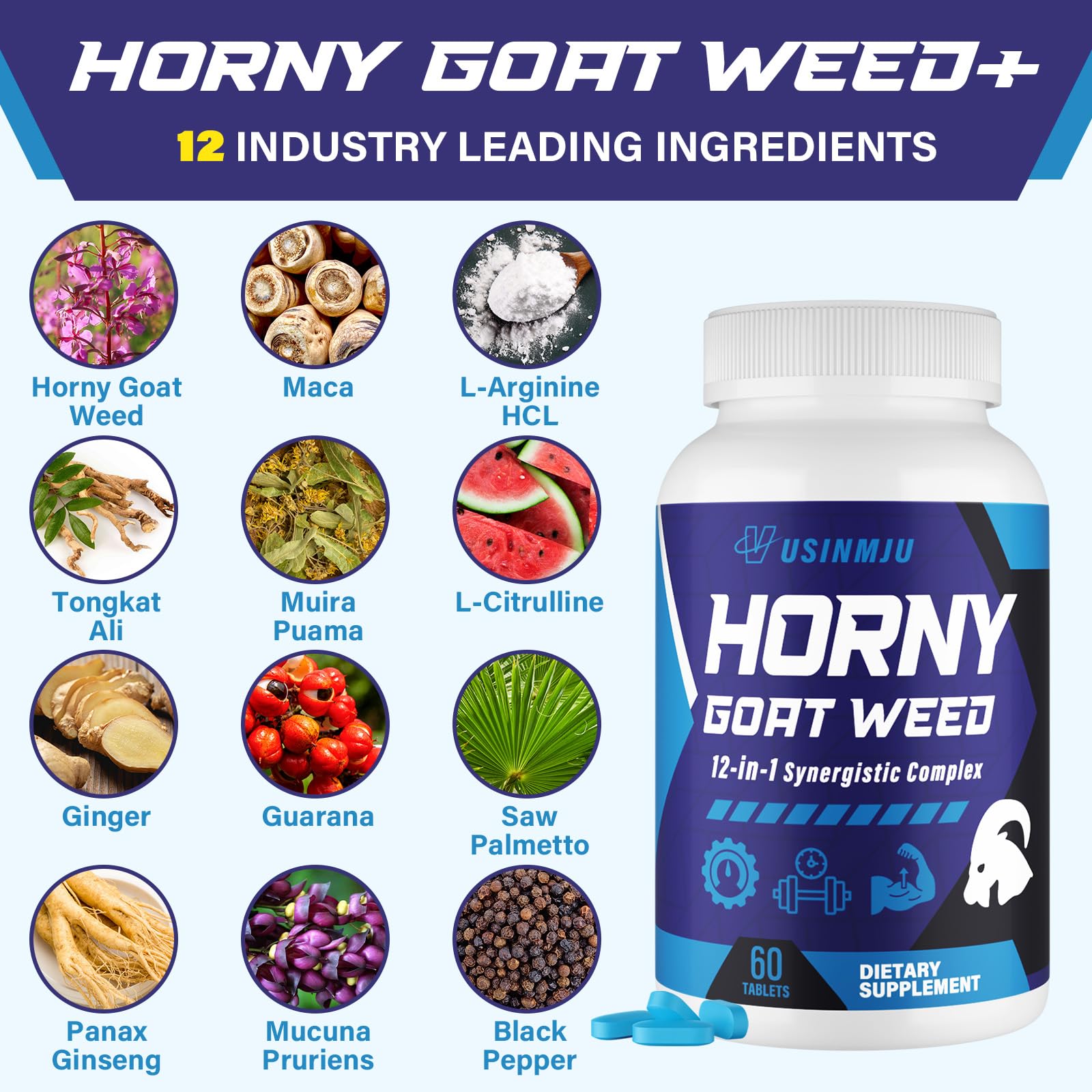 Vusinmju Horny Goat Weed capsules supporting daily energy and stamina